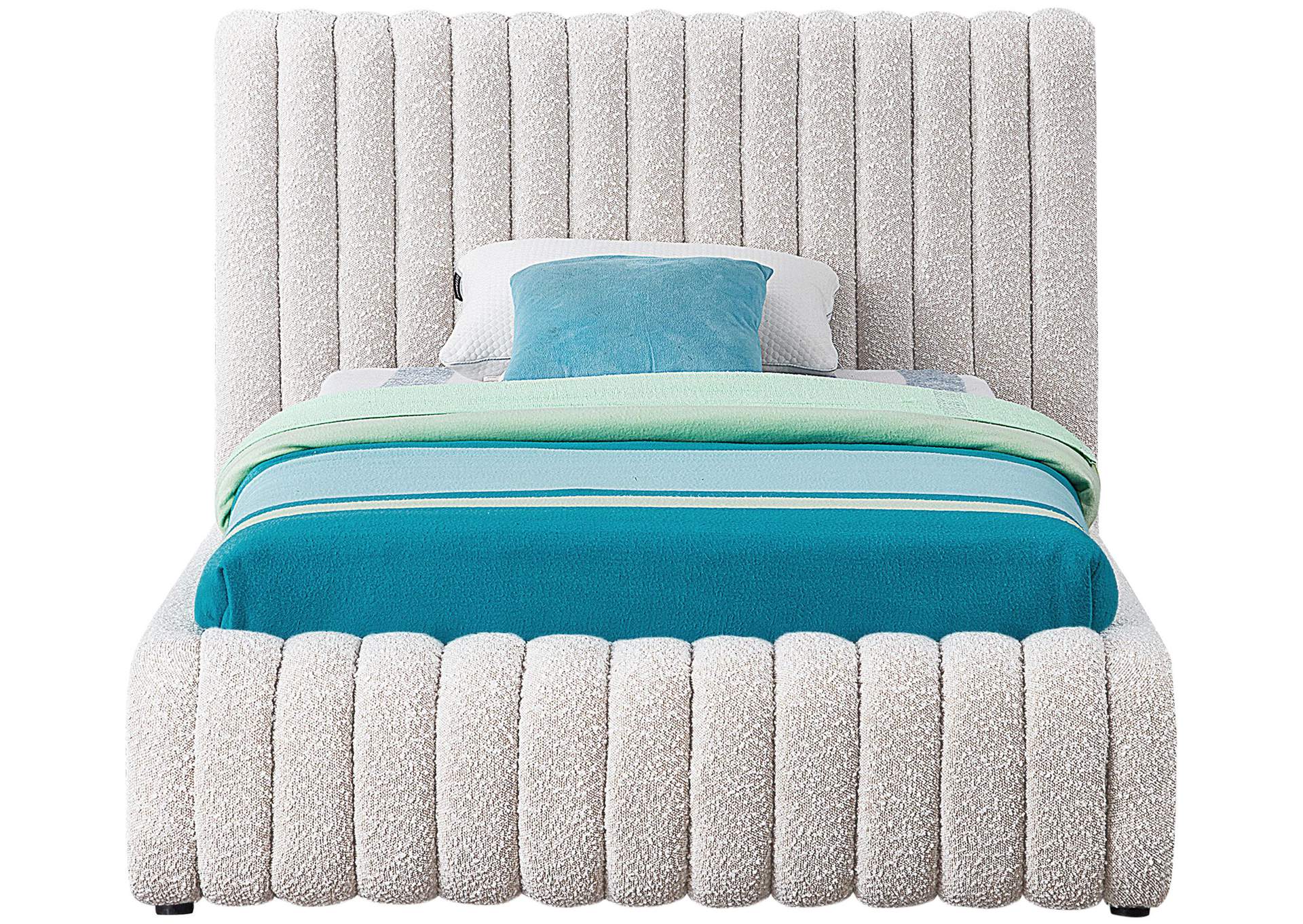 Nash Cream Boucle Fabric Twin Bed,Meridian Furniture