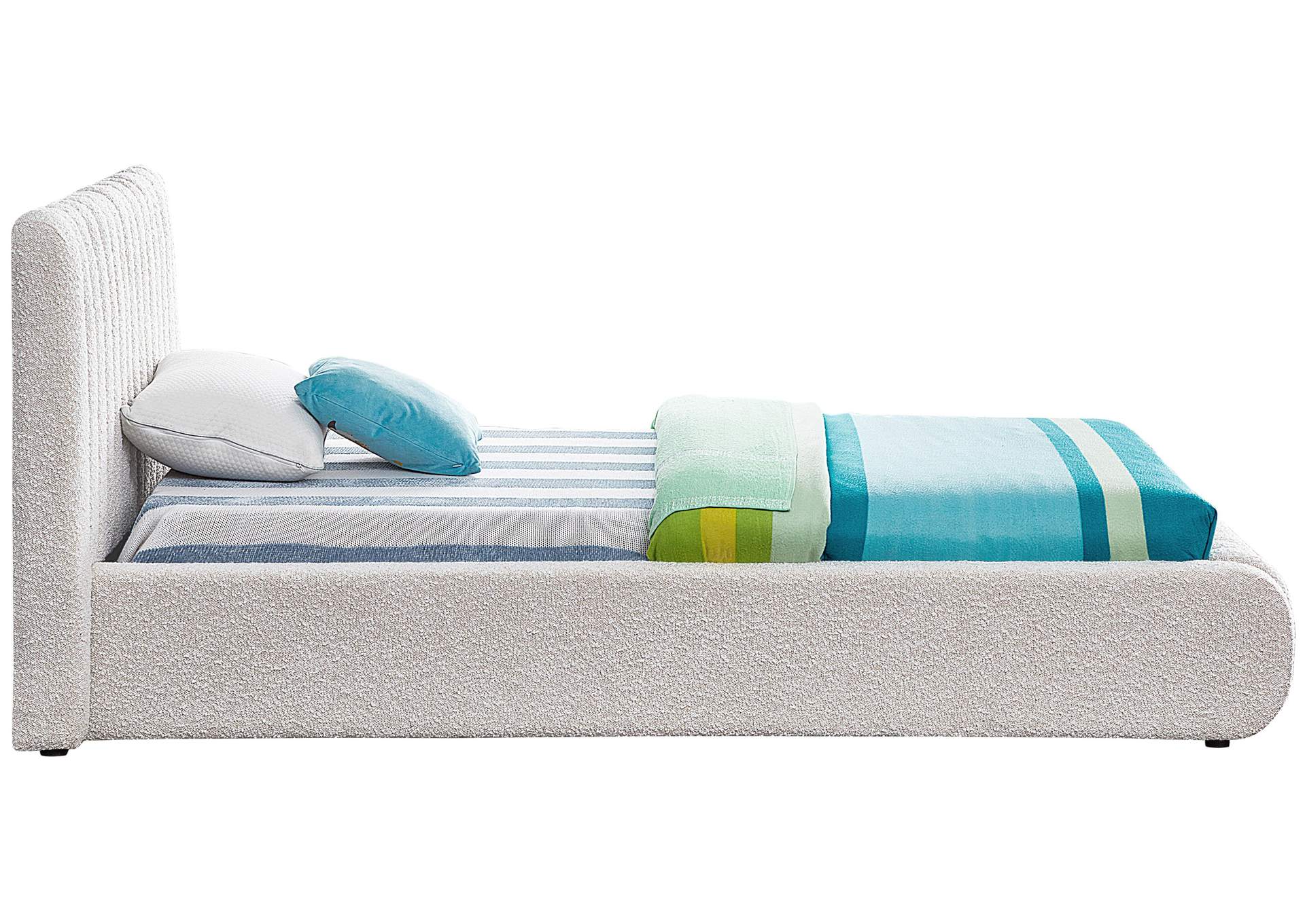Nash Cream Boucle Fabric Twin Bed,Meridian Furniture