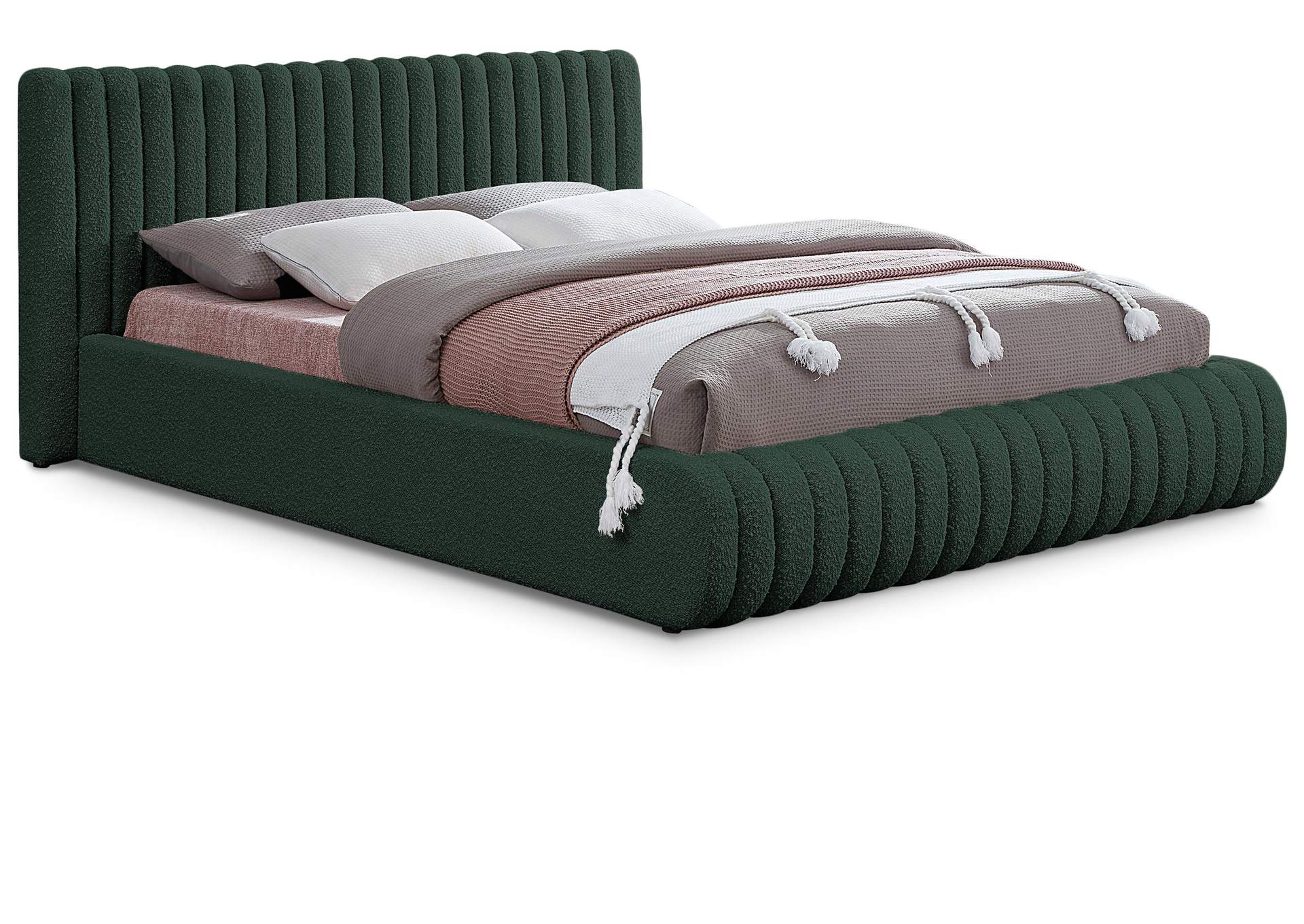 Nash Green Boucle Fabric Full Bed,Meridian Furniture