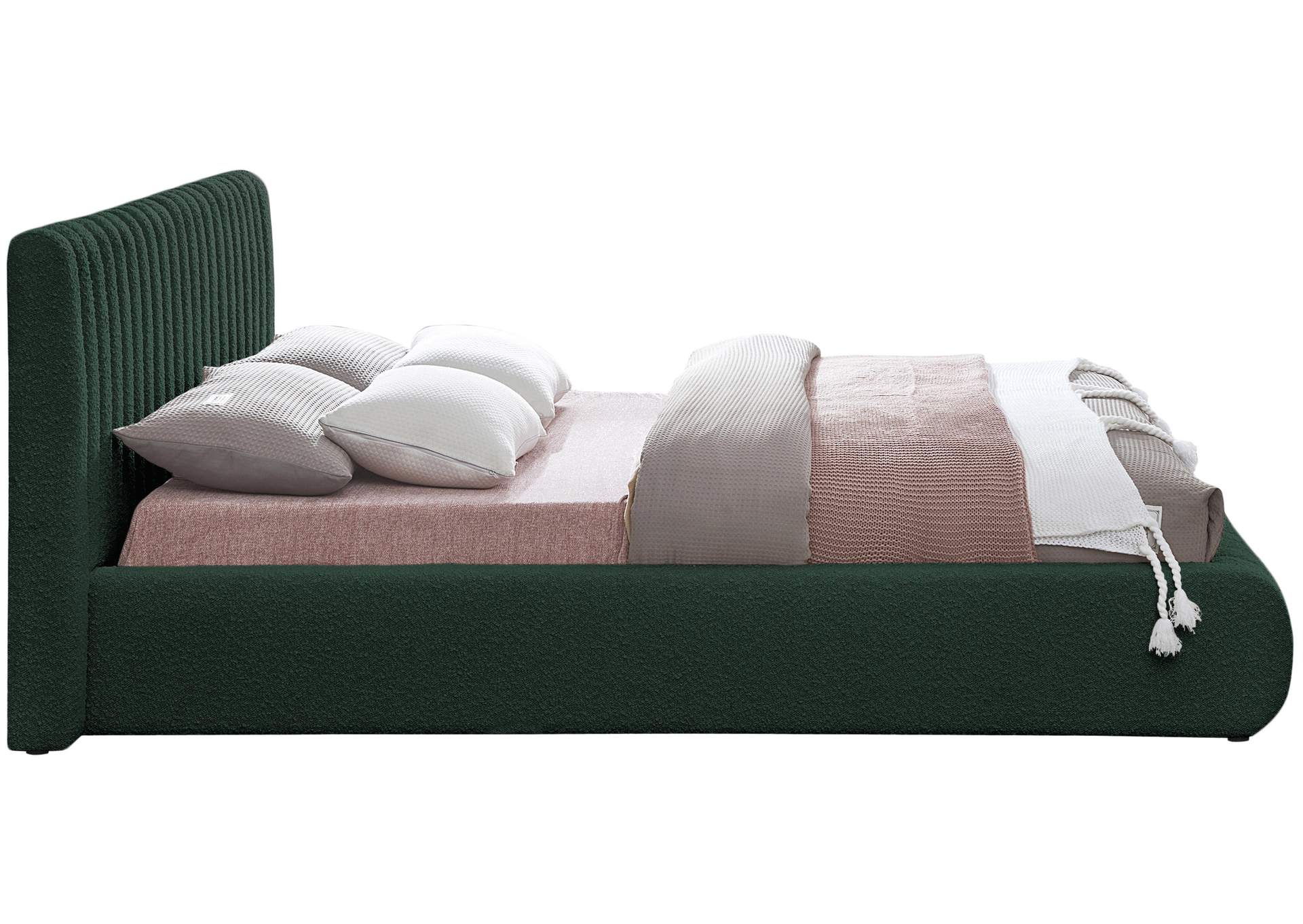 Nash Green Boucle Fabric Full Bed,Meridian Furniture
