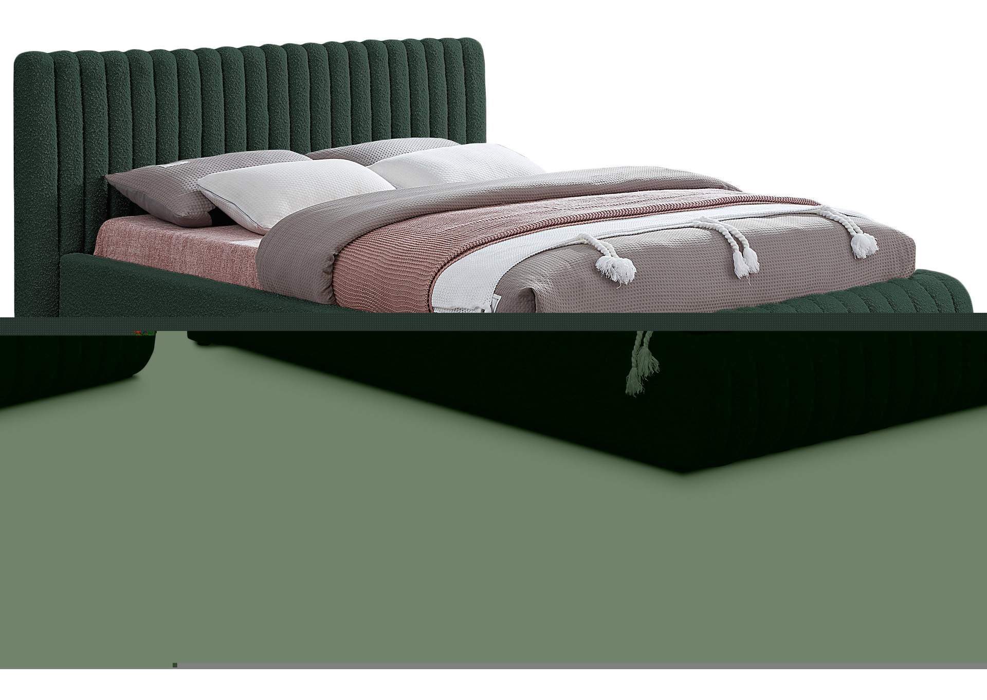 Nash Green Boucle Fabric King Bed,Meridian Furniture