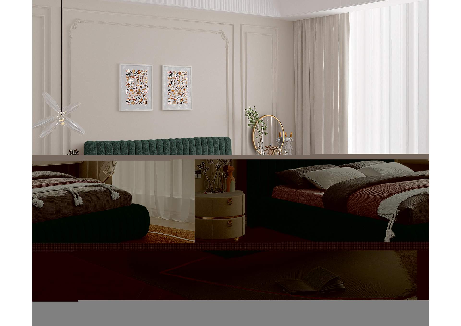 Nash Green Boucle Fabric King Bed,Meridian Furniture