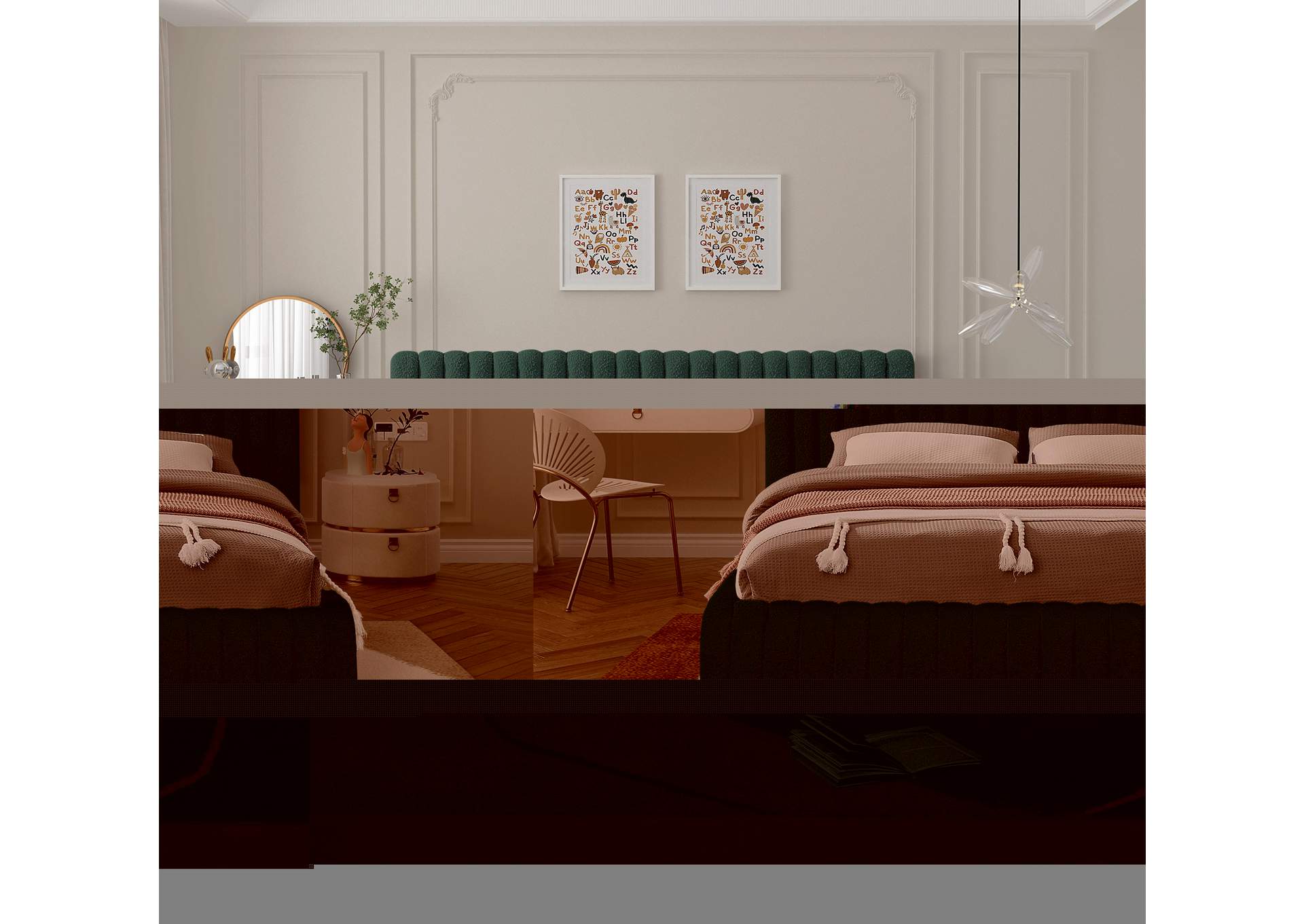 Nash Green Boucle Fabric King Bed,Meridian Furniture
