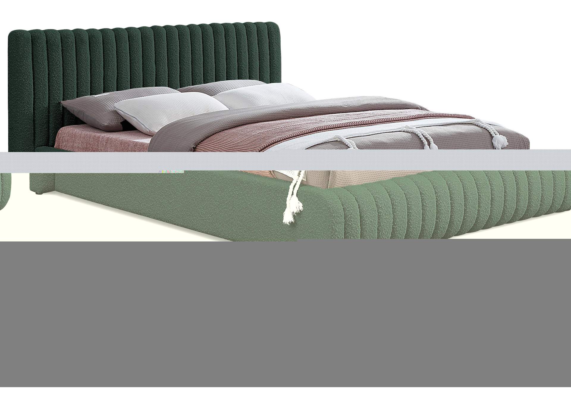 Nash Green Boucle Fabric Queen Bed,Meridian Furniture