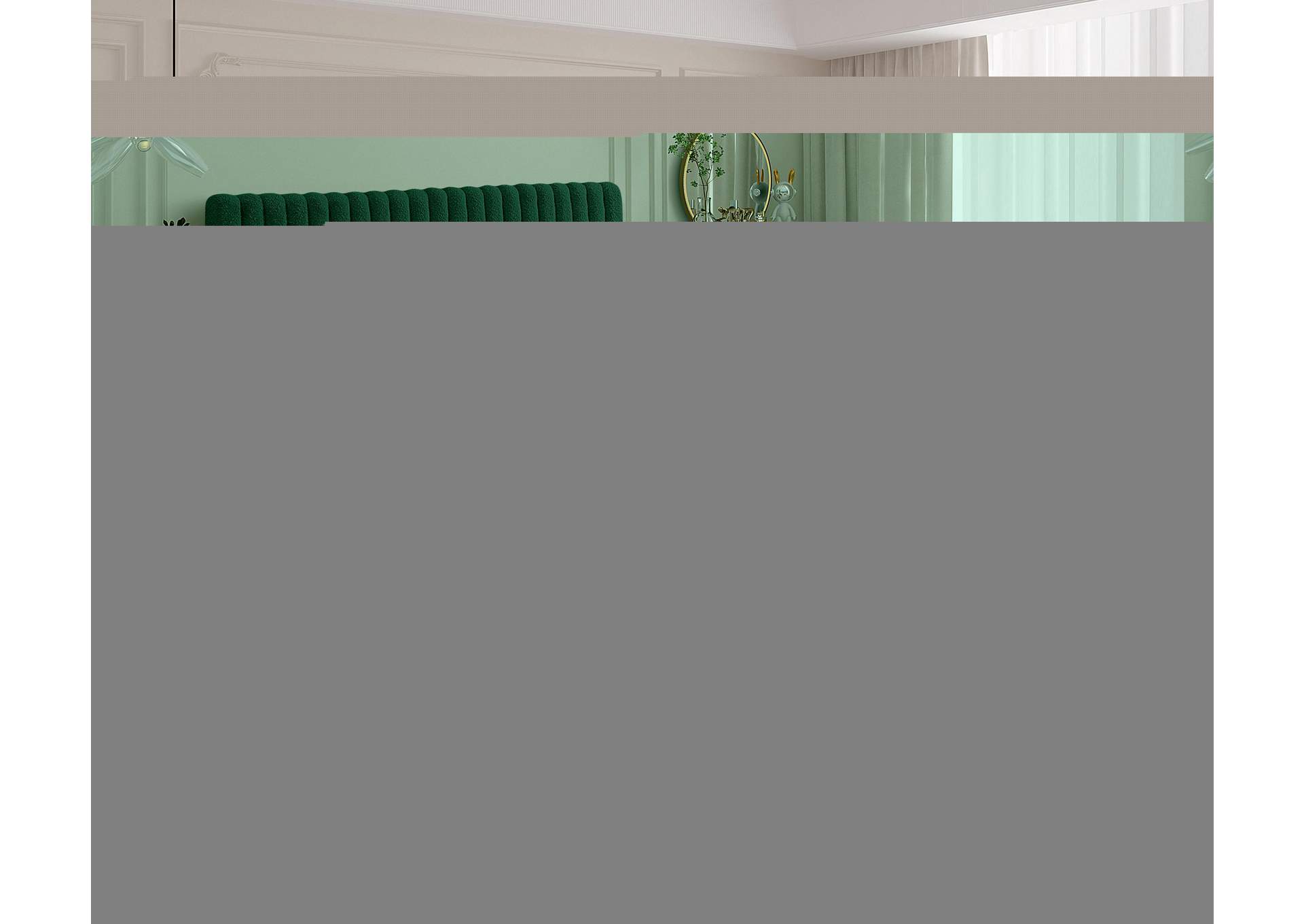Nash Green Boucle Fabric Queen Bed,Meridian Furniture