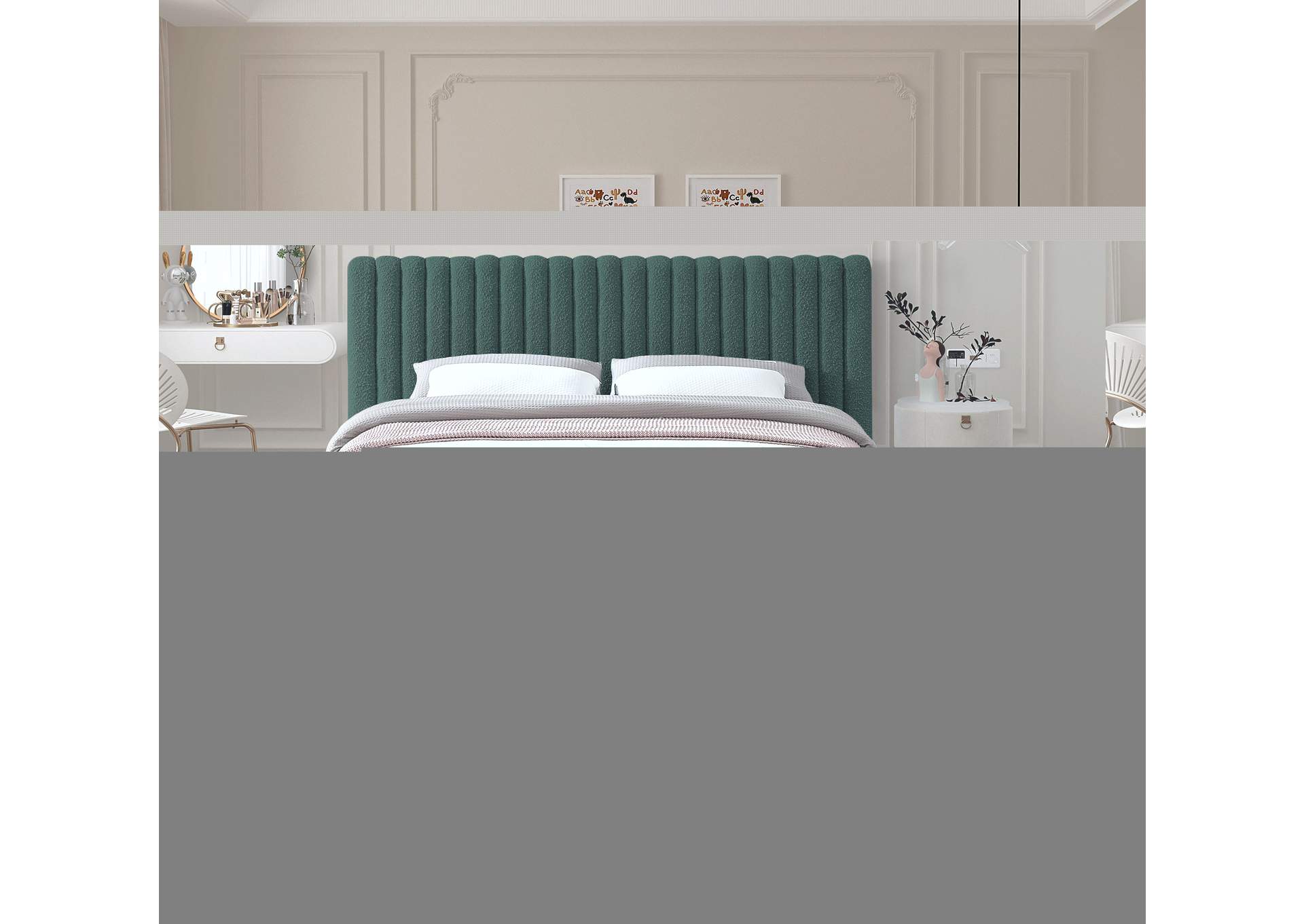 Nash Green Boucle Fabric Queen Bed,Meridian Furniture