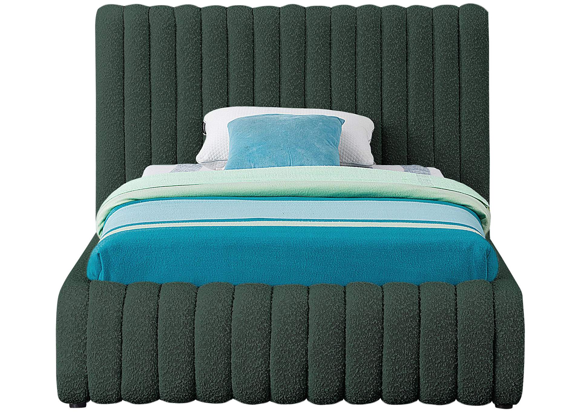 Nash Green Boucle Fabric Twin Bed,Meridian Furniture