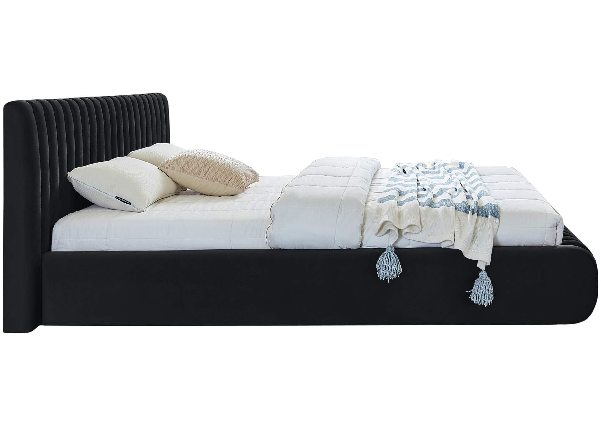 Nico Black Velvet King Bed,Meridian Furniture