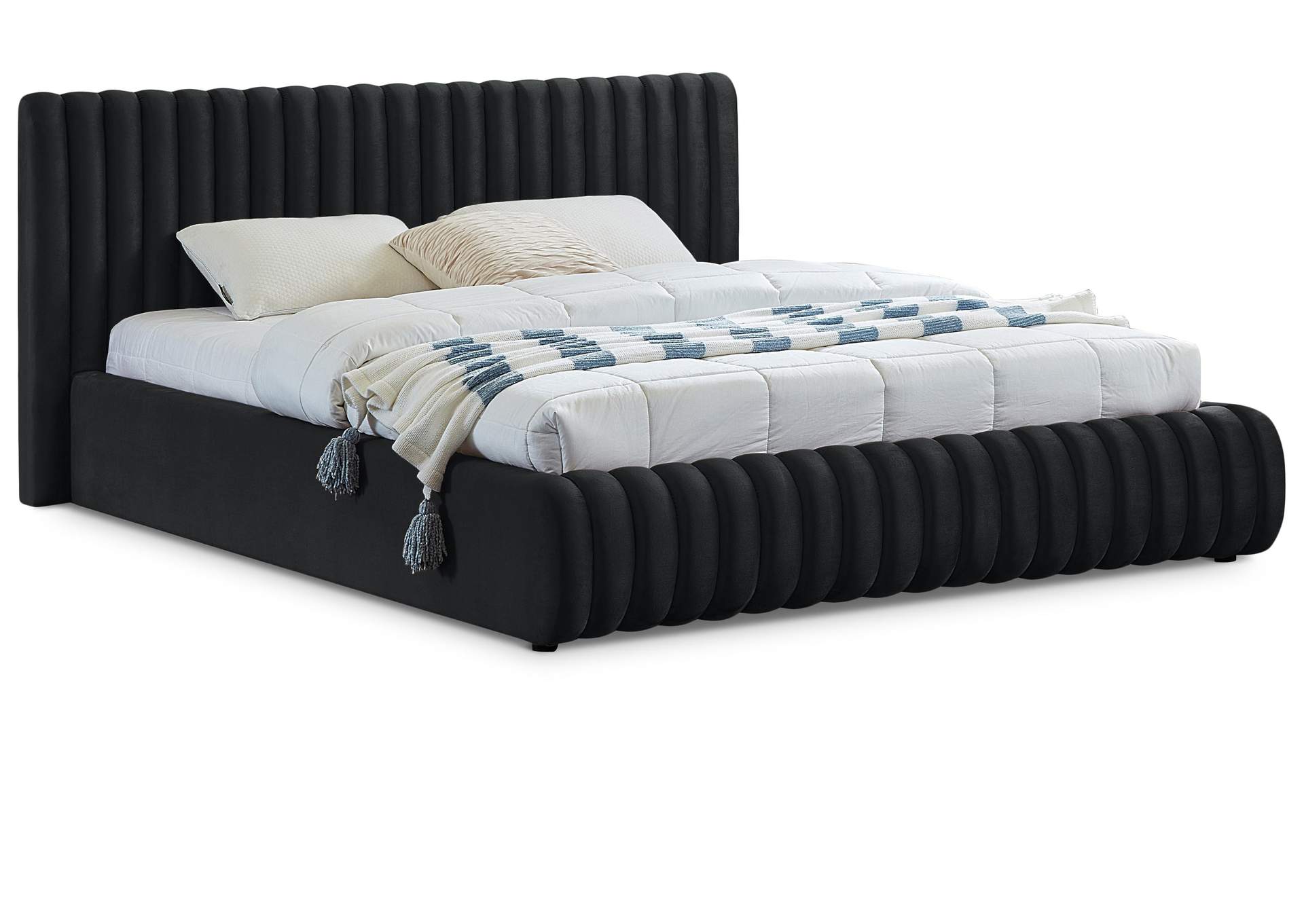 Nico Black Velvet Queen Bed,Meridian Furniture