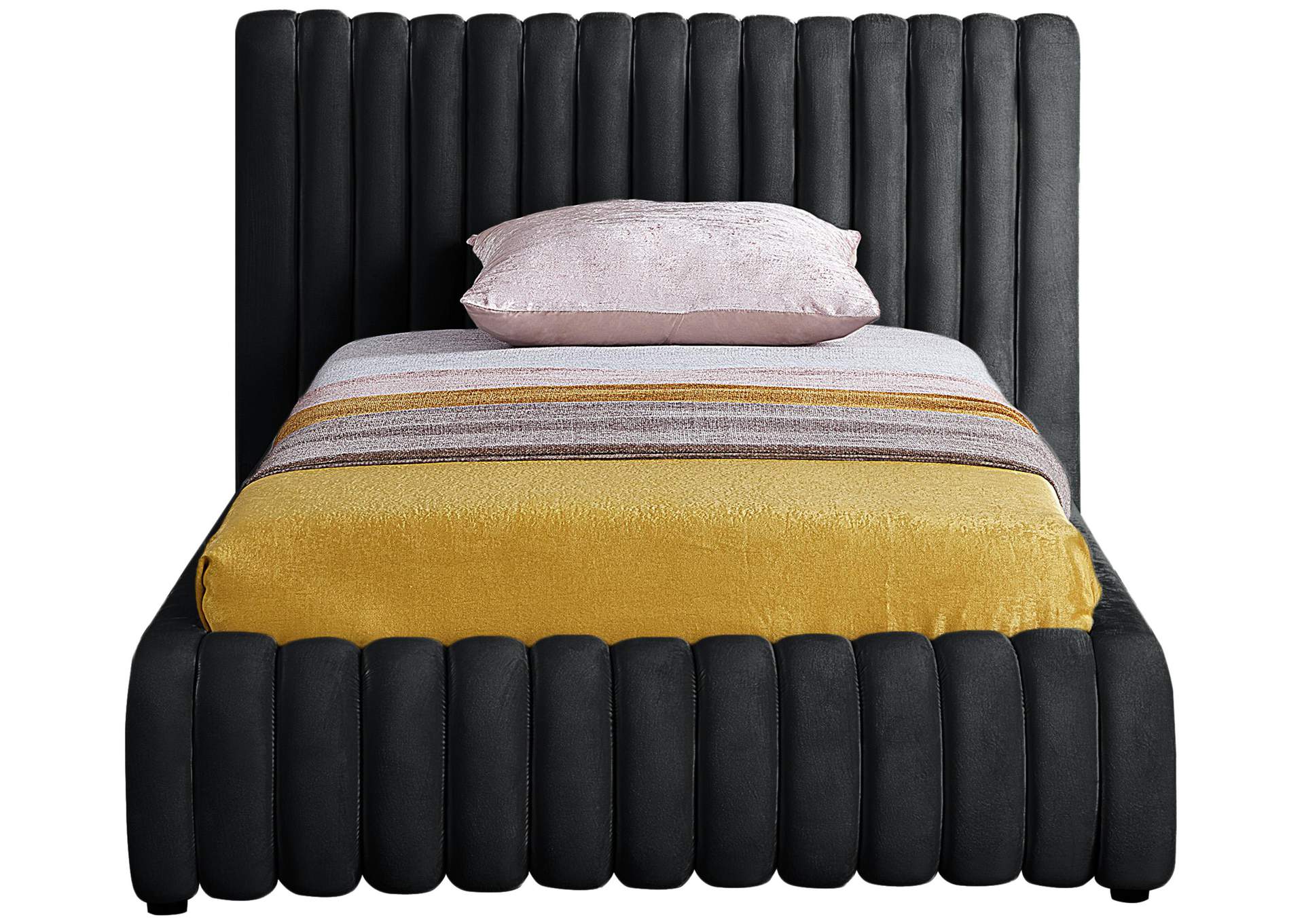 Nico Black Velvet Twin Bed,Meridian Furniture