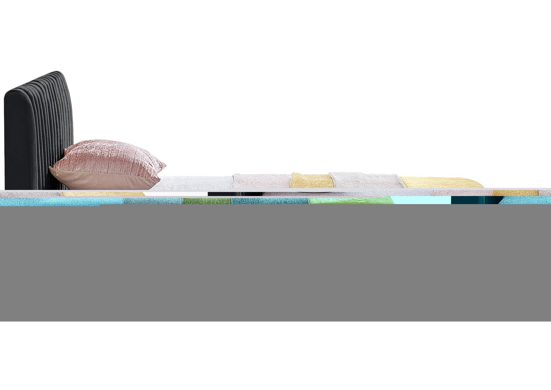 Nico Black Velvet Twin Bed,Meridian Furniture
