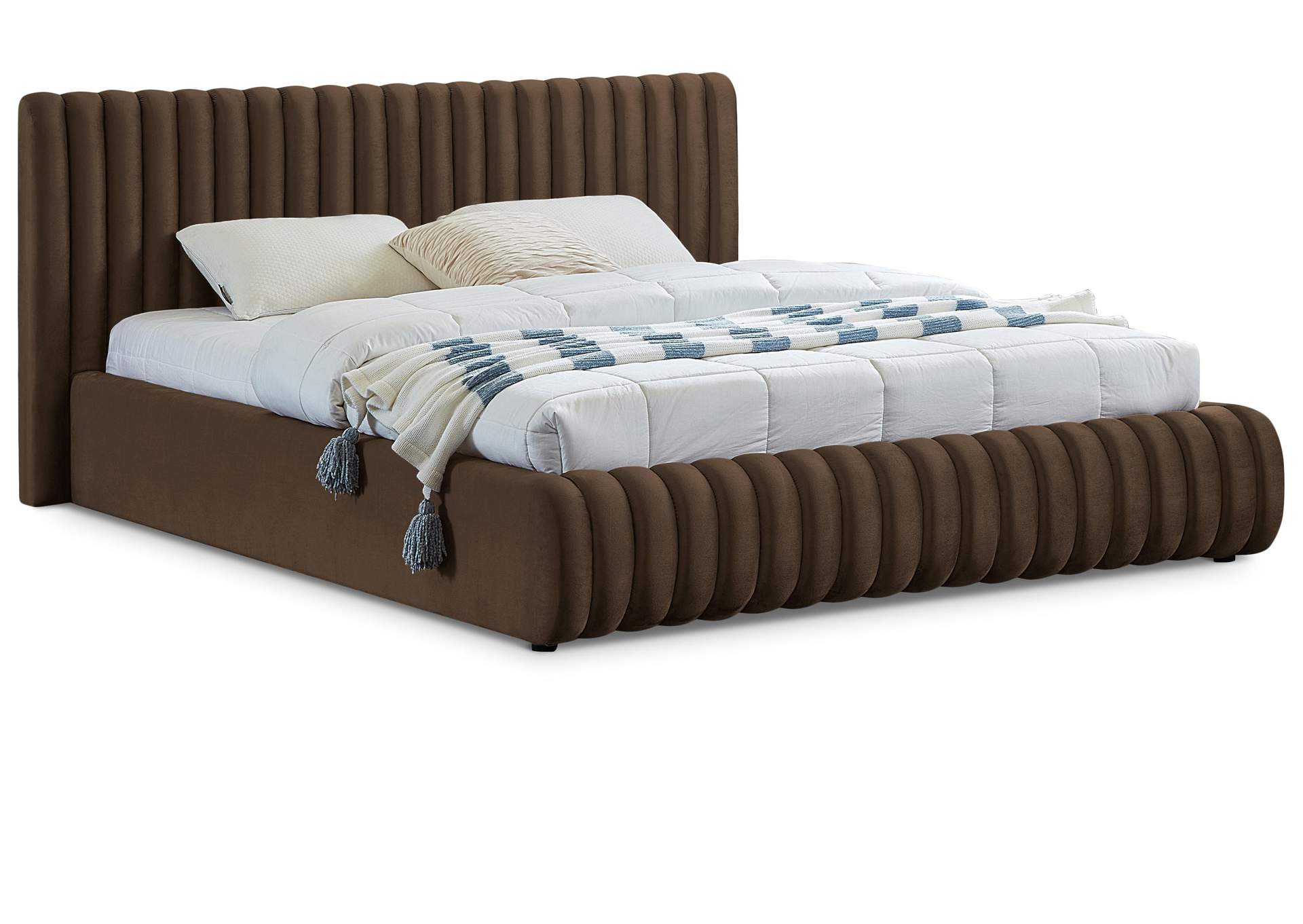 Nico Brown Velvet King Bed,Meridian Furniture