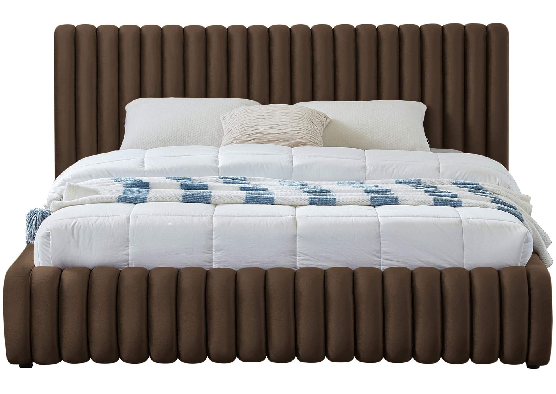 Nico Brown Velvet King Bed,Meridian Furniture