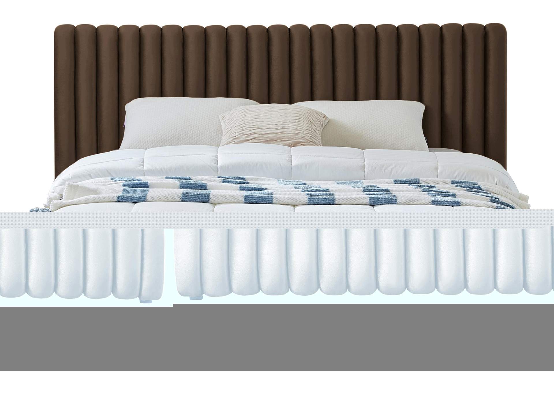 Nico Brown Velvet Queen Bed,Meridian Furniture