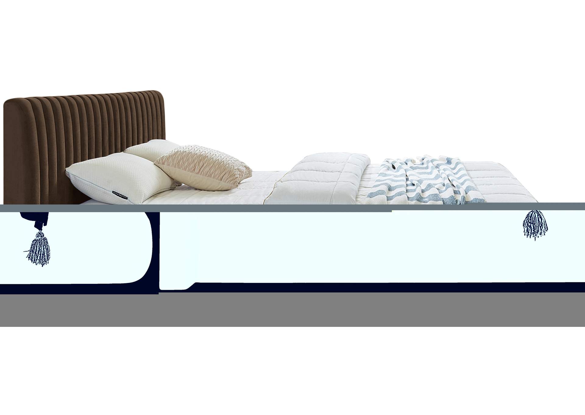 Nico Brown Velvet Queen Bed,Meridian Furniture
