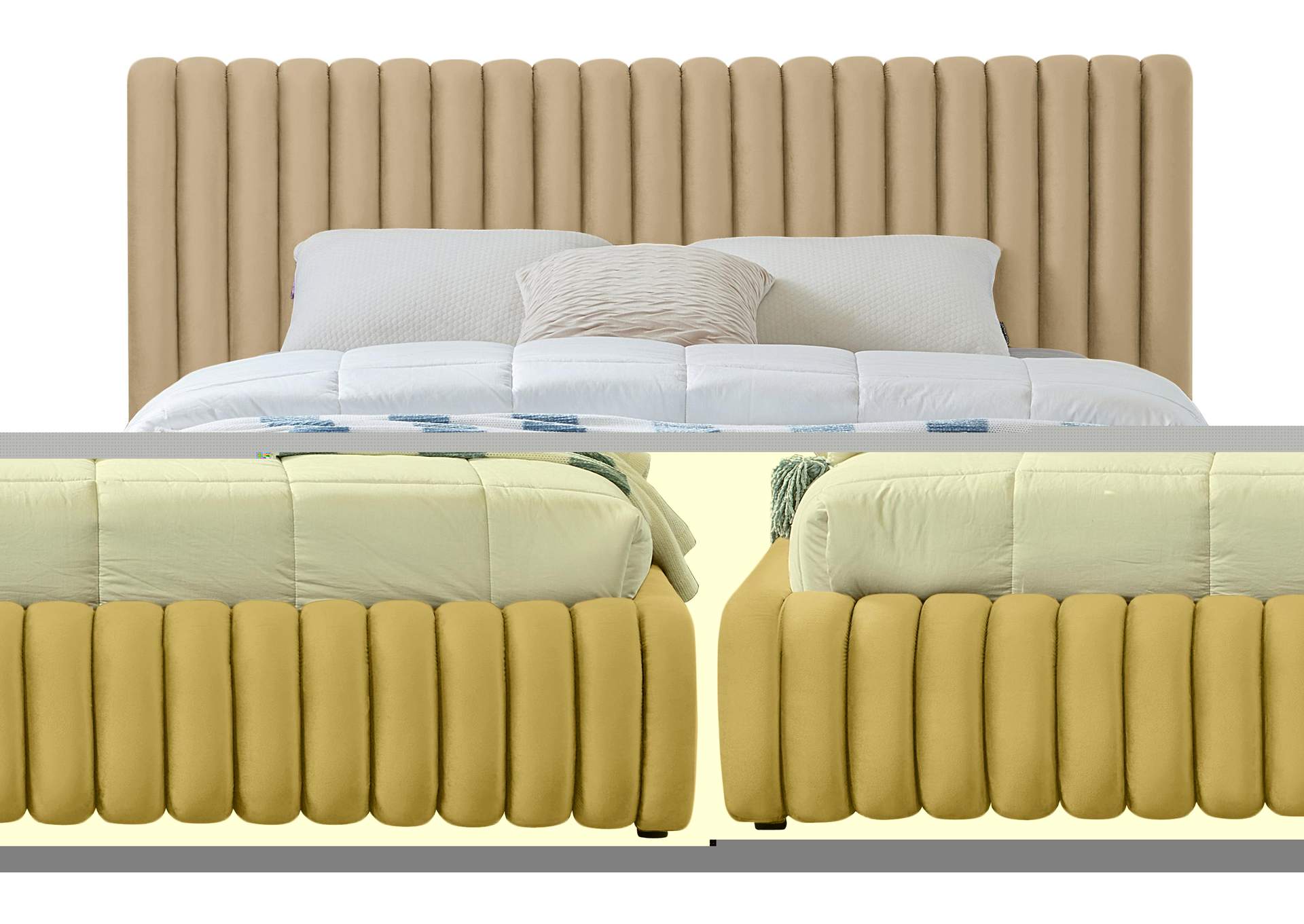 Nico Camel Velvet King Bed,Meridian Furniture