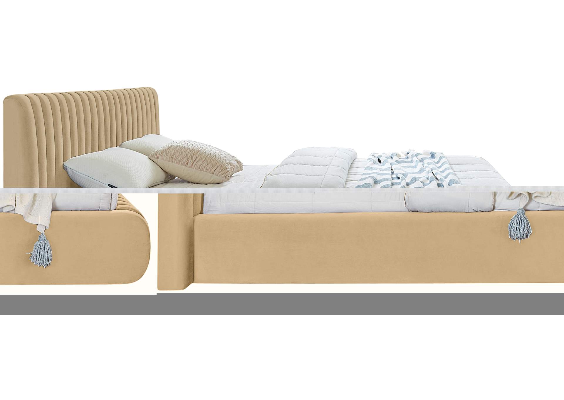 Nico Camel Velvet King Bed,Meridian Furniture