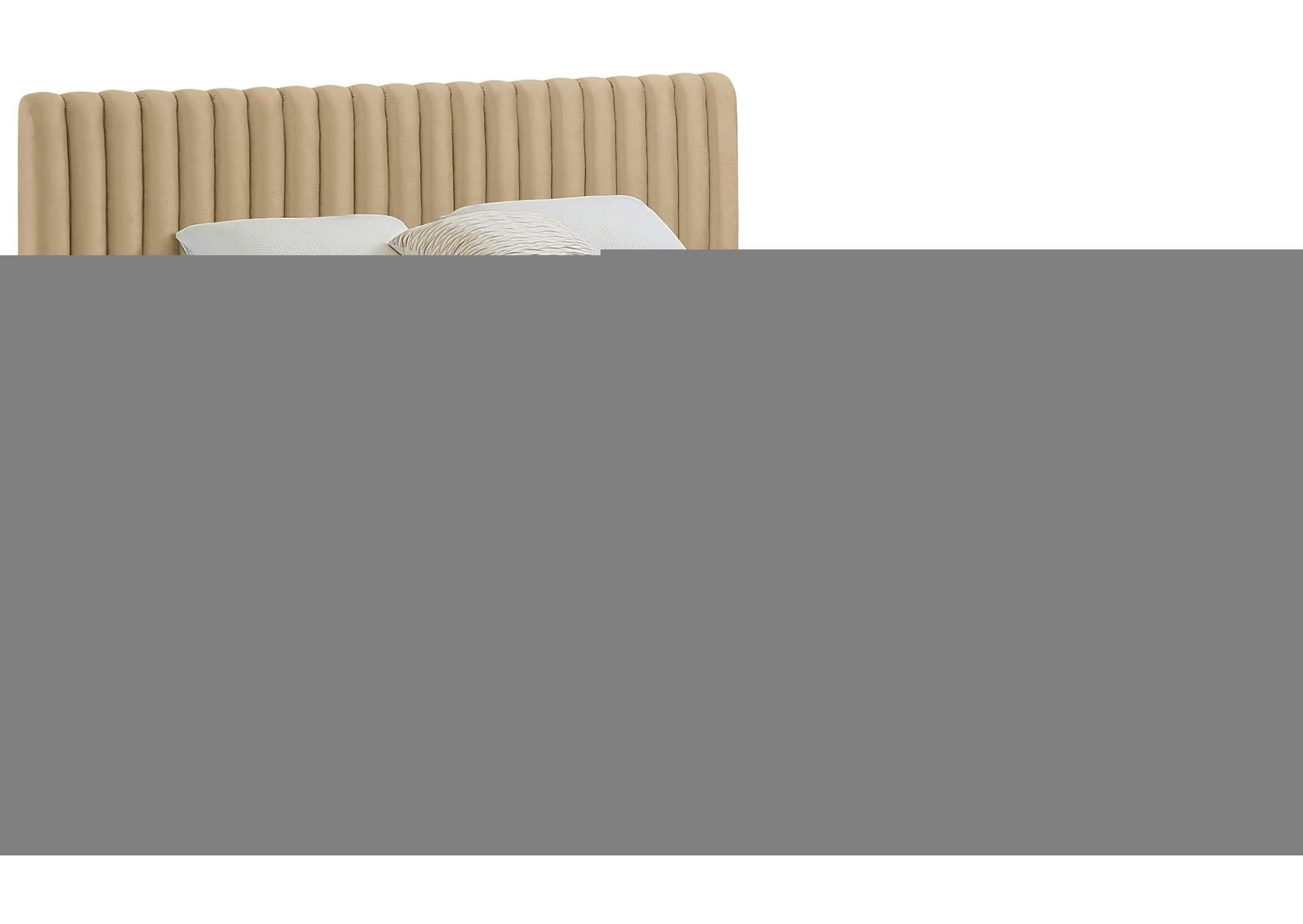 Nico Camel Velvet Queen Bed,Meridian Furniture
