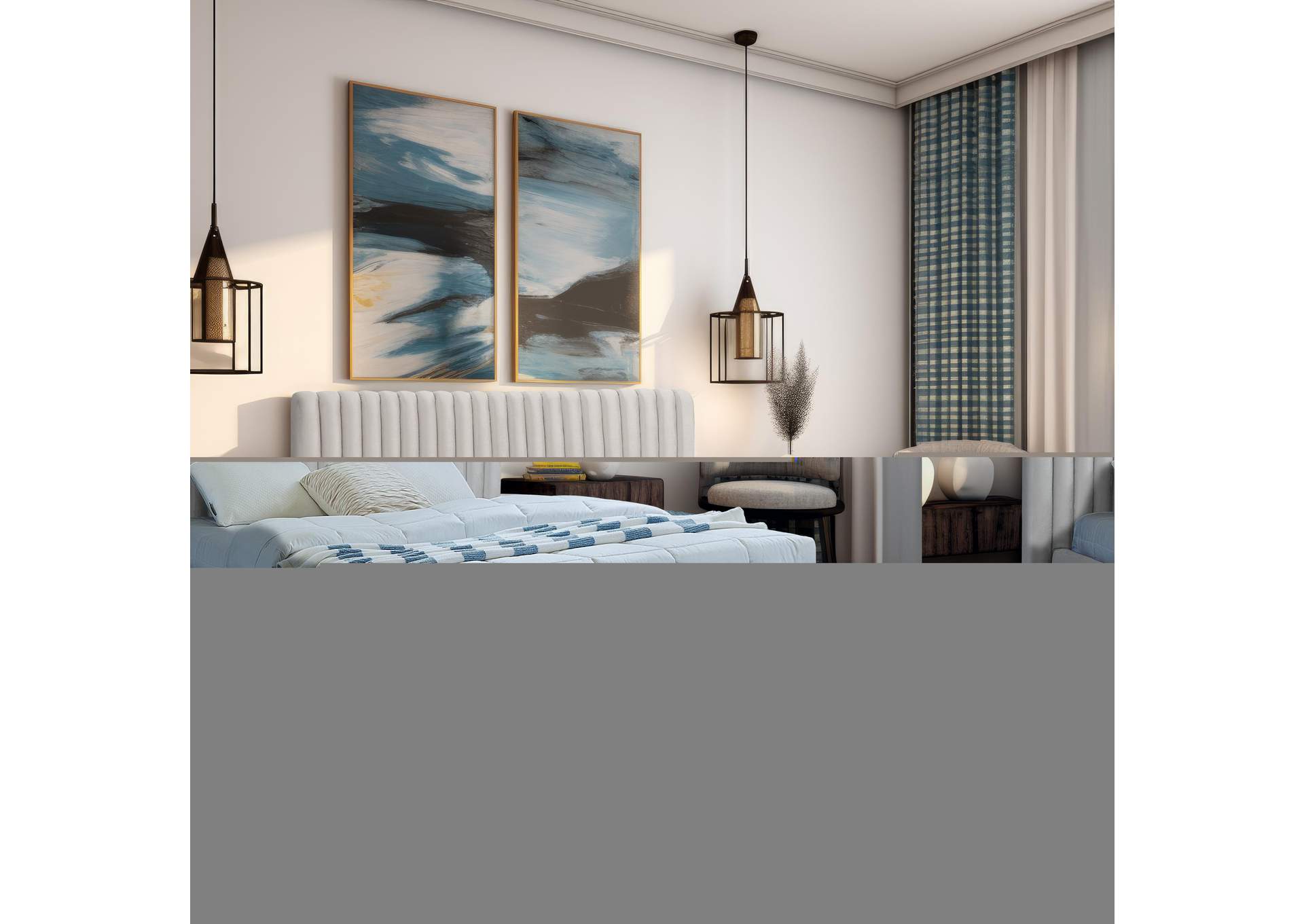Nico Cream Velvet King Bed,Meridian Furniture
