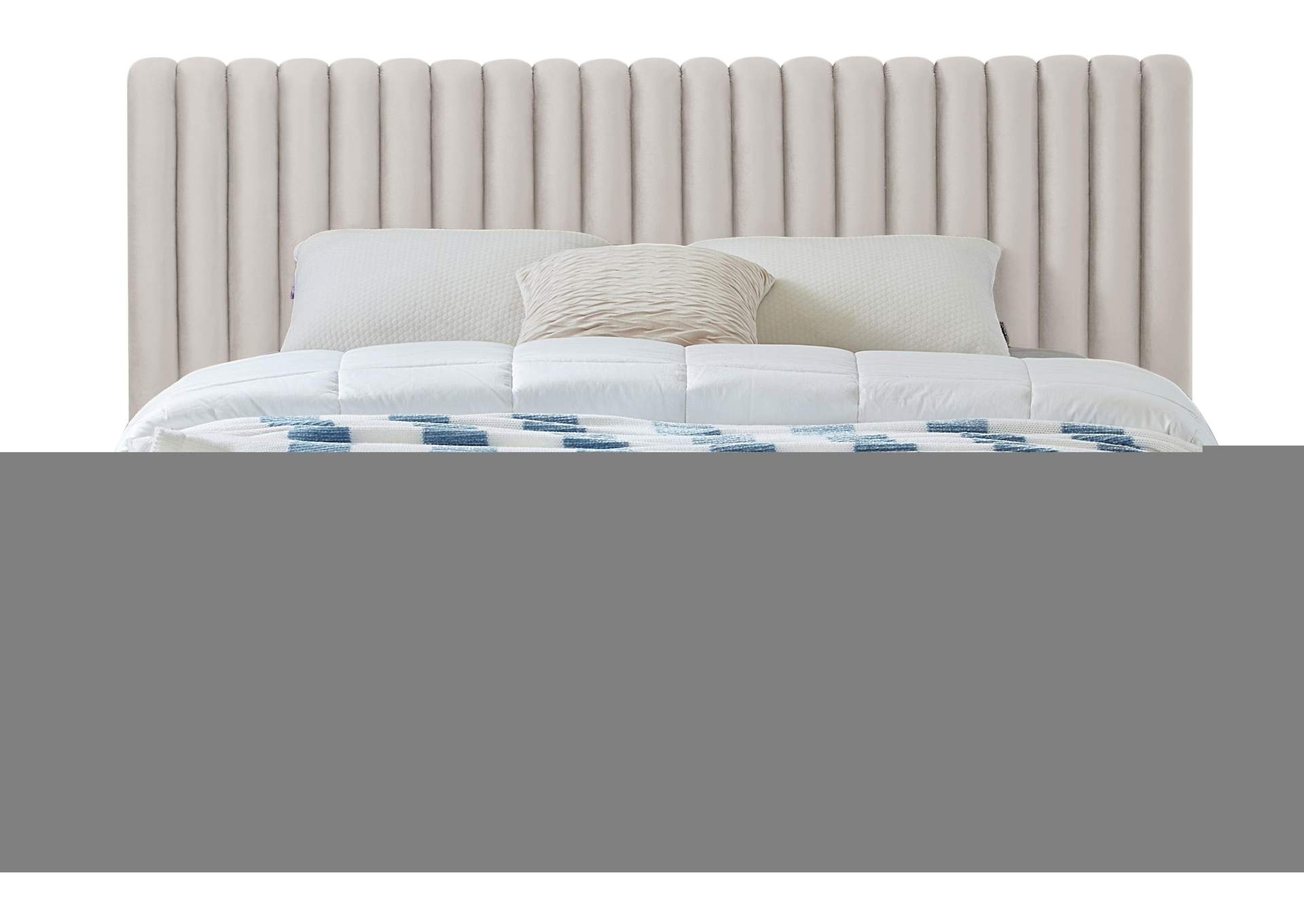 Nico Cream Velvet King Bed,Meridian Furniture