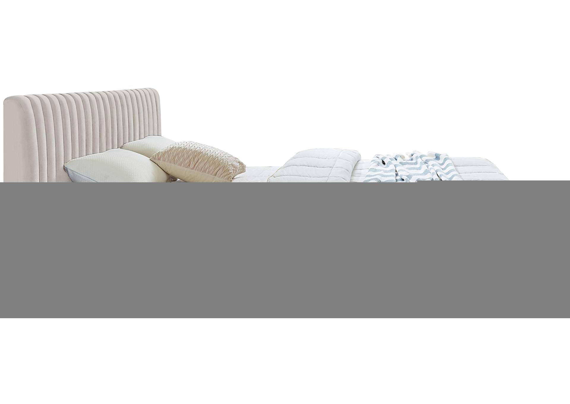 Nico Cream Velvet King Bed,Meridian Furniture