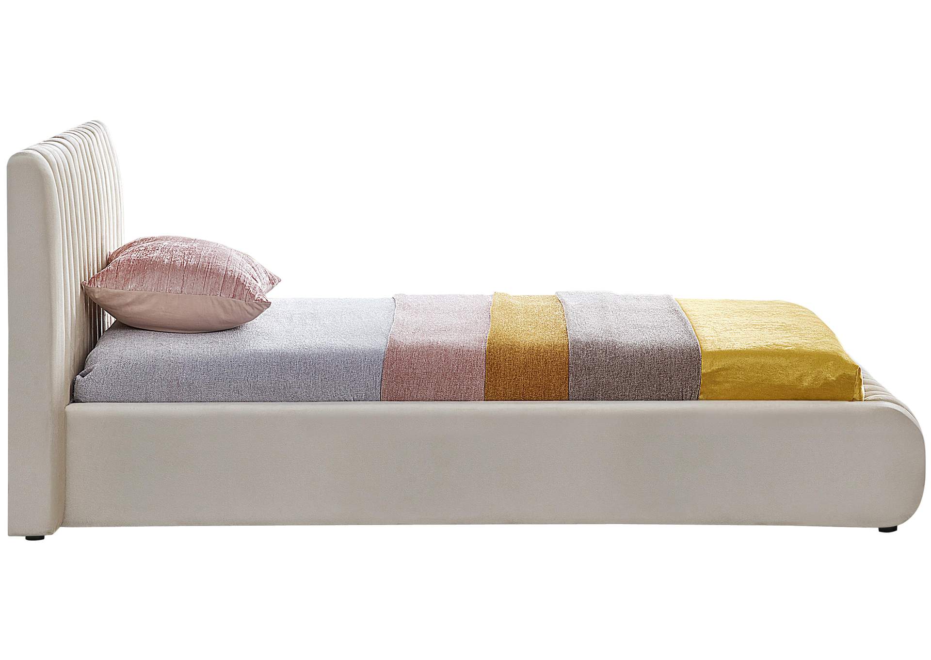Nico Cream Velvet Twin Bed,Meridian Furniture