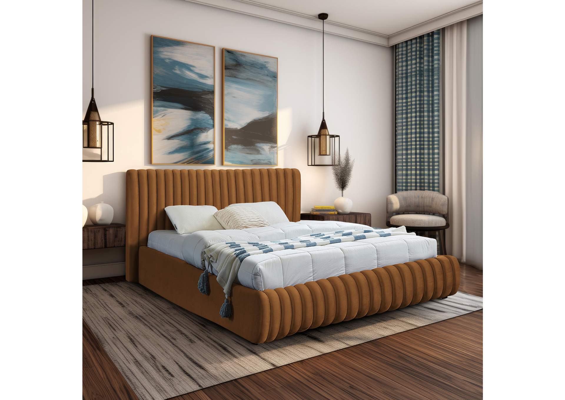 Nico Saddle Velvet Full Bed,Meridian Furniture