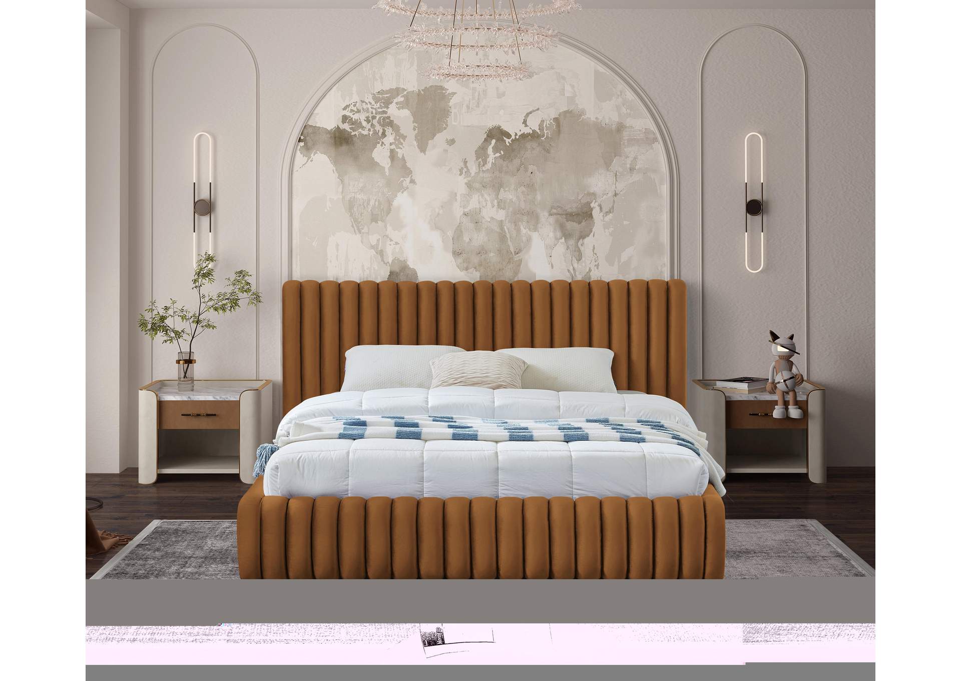 Nico Saddle Velvet Full Bed,Meridian Furniture