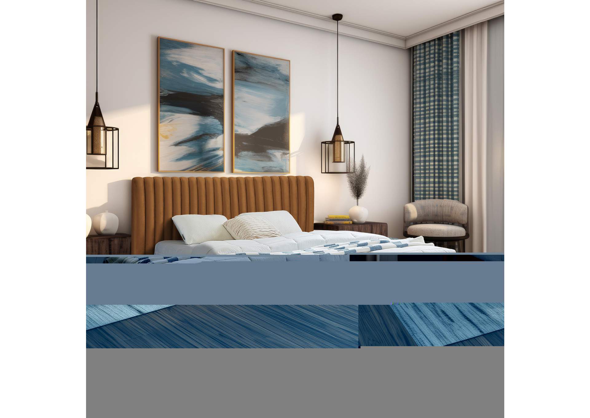 Nico Saddle Velvet Queen Bed,Meridian Furniture