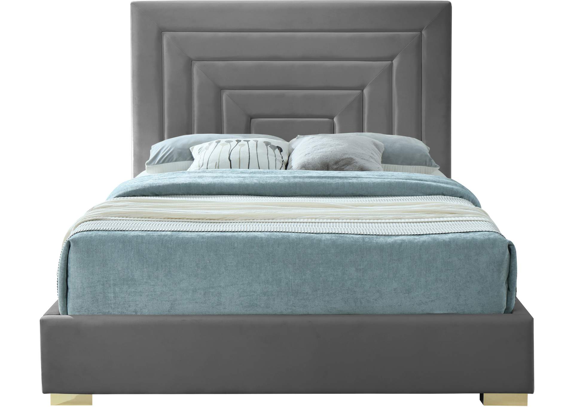 Nora Grey Velvet Full Bed,Meridian Furniture