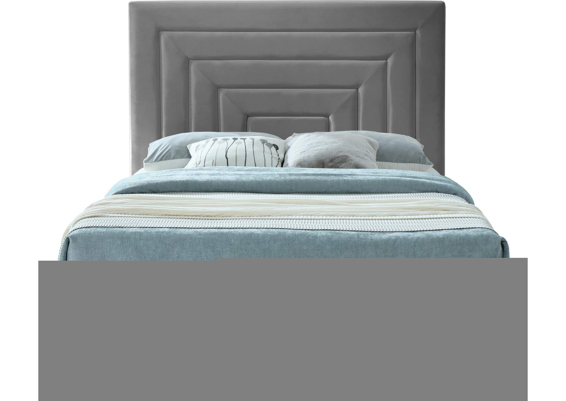 Nora Grey Velvet King Bed,Meridian Furniture