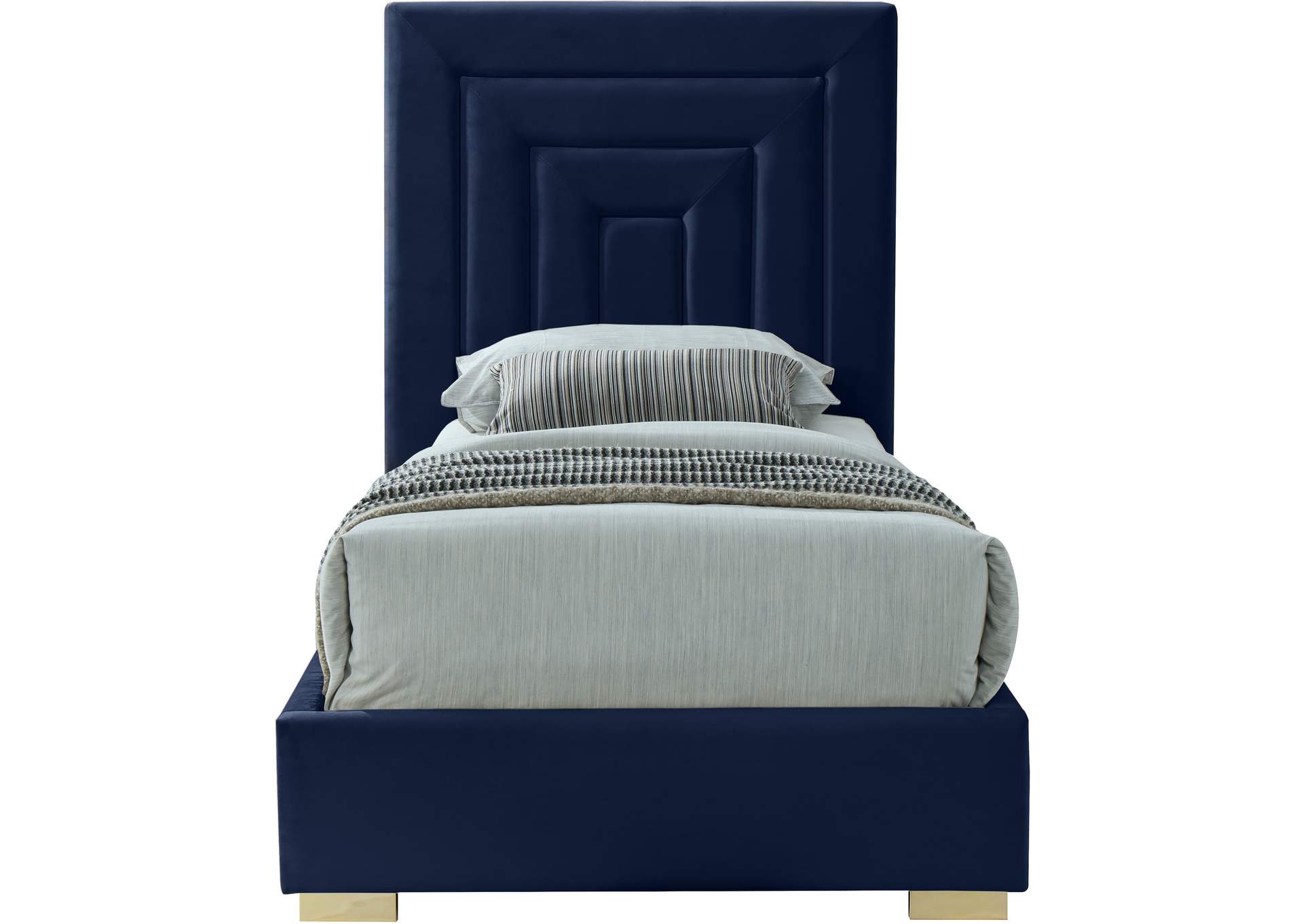 Nora Navy Velvet Twin Bed,Meridian Furniture