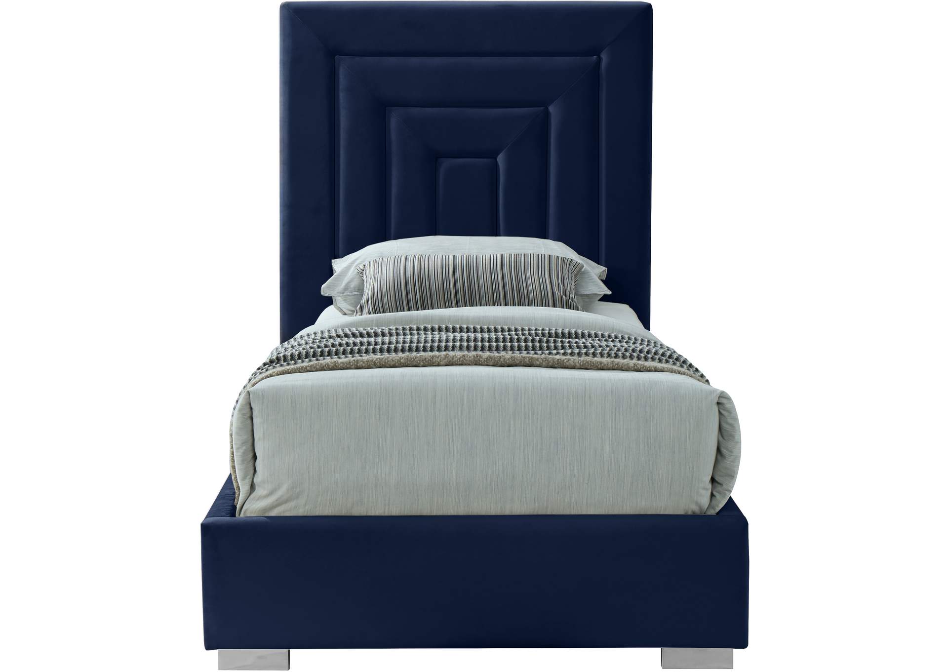 Nora Navy Velvet Twin Bed,Meridian Furniture