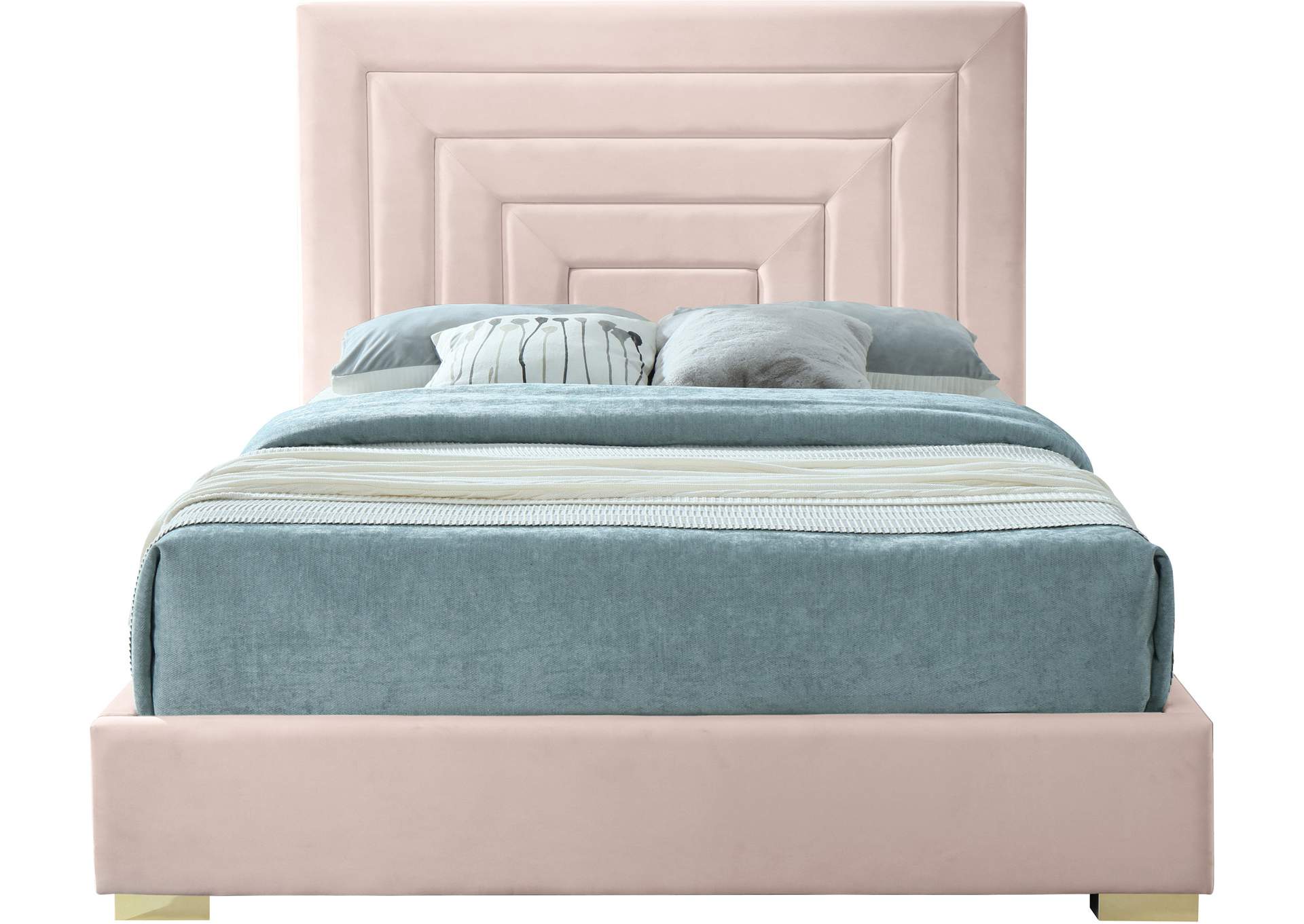 Nora Pink Velvet Full Bed,Meridian Furniture