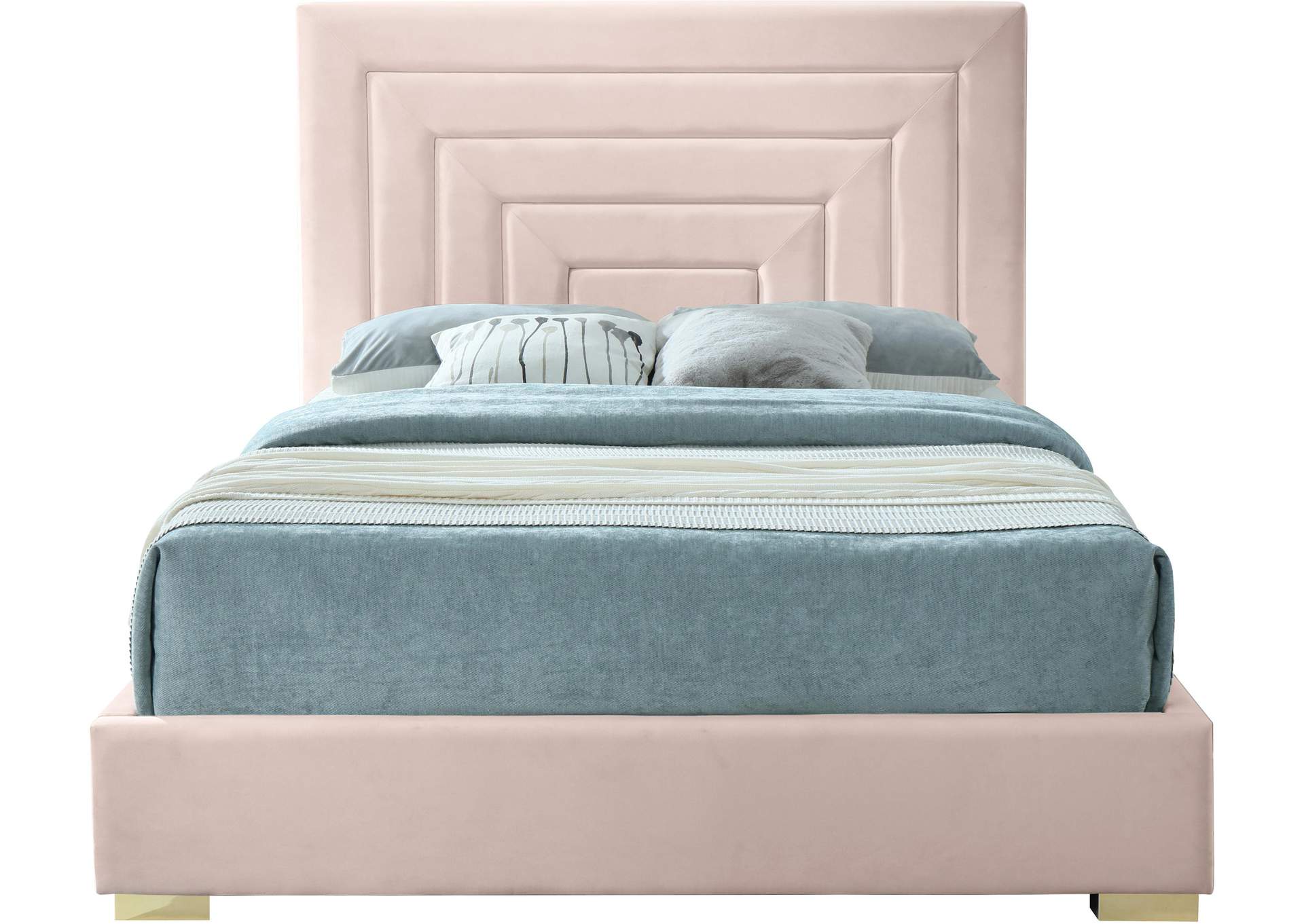 Nora Pink Velvet King Bed,Meridian Furniture