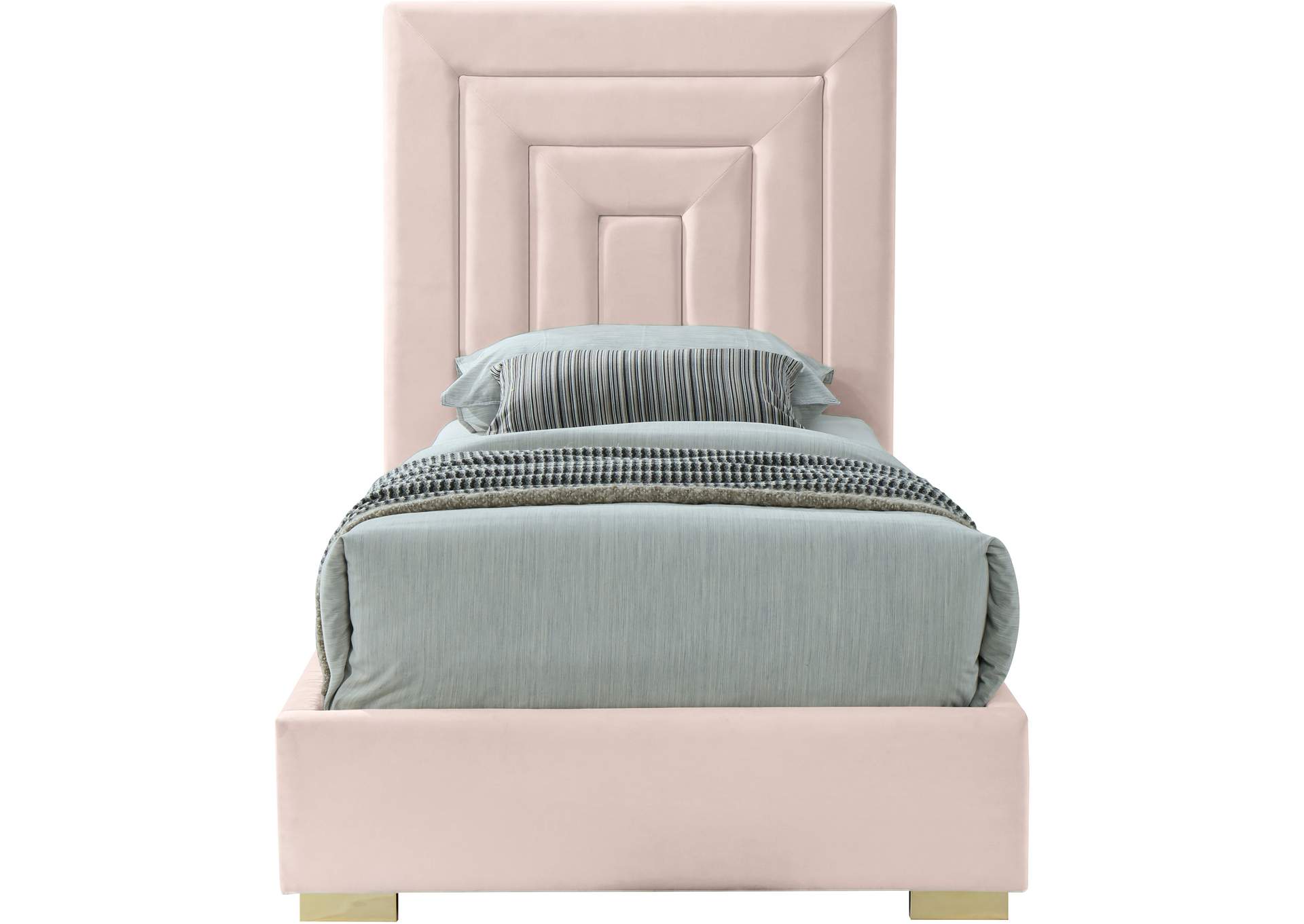 Nora Pink Velvet Twin Bed,Meridian Furniture