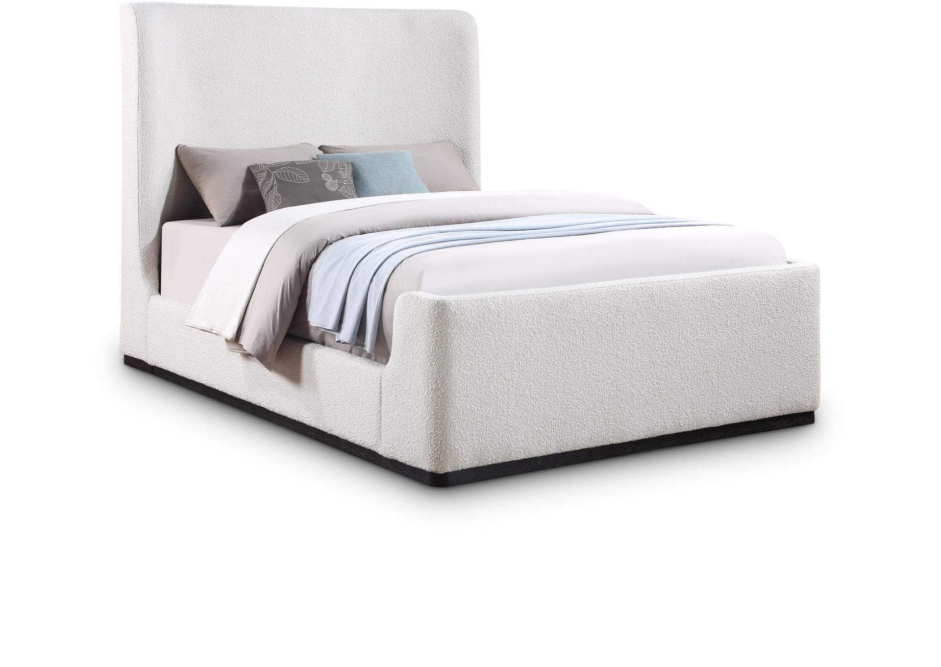 Oliver Cream Boucle Fabric King Bed (3 Boxes),Meridian Furniture