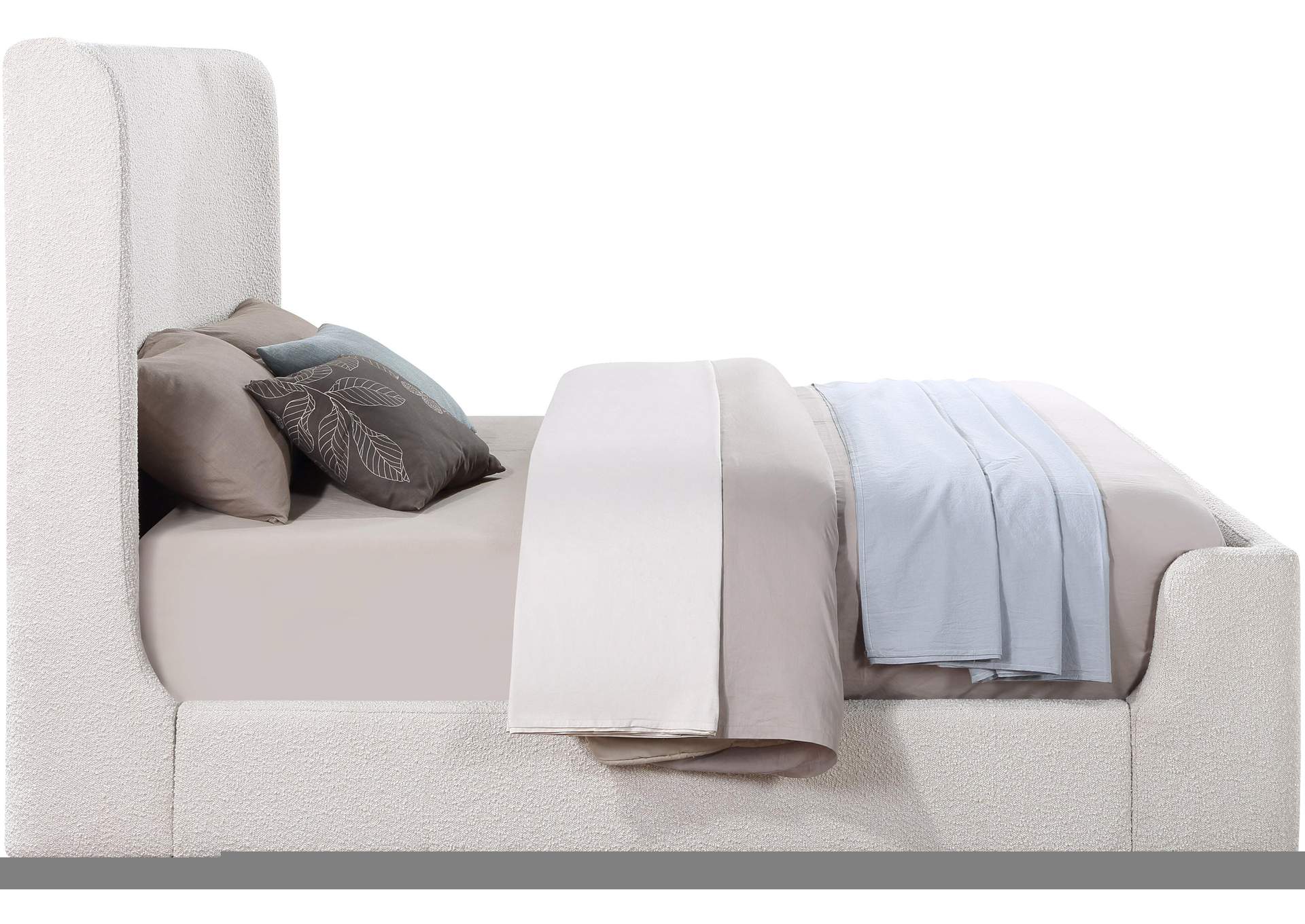 Oliver Cream Boucle Fabric King Bed (3 Boxes),Meridian Furniture
