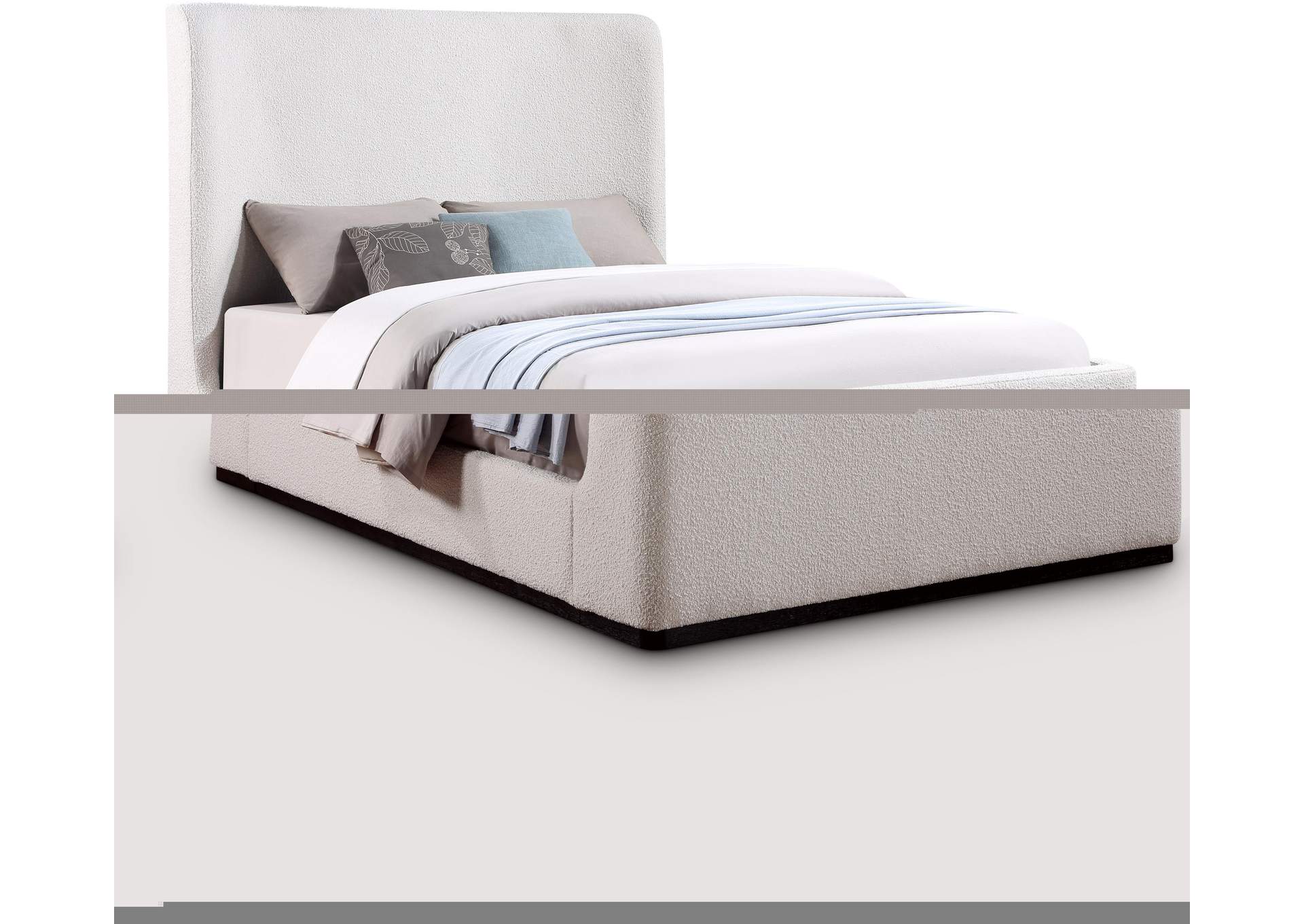 Oliver Cream Boucle Fabric Queen Bed (3 Boxes),Meridian Furniture