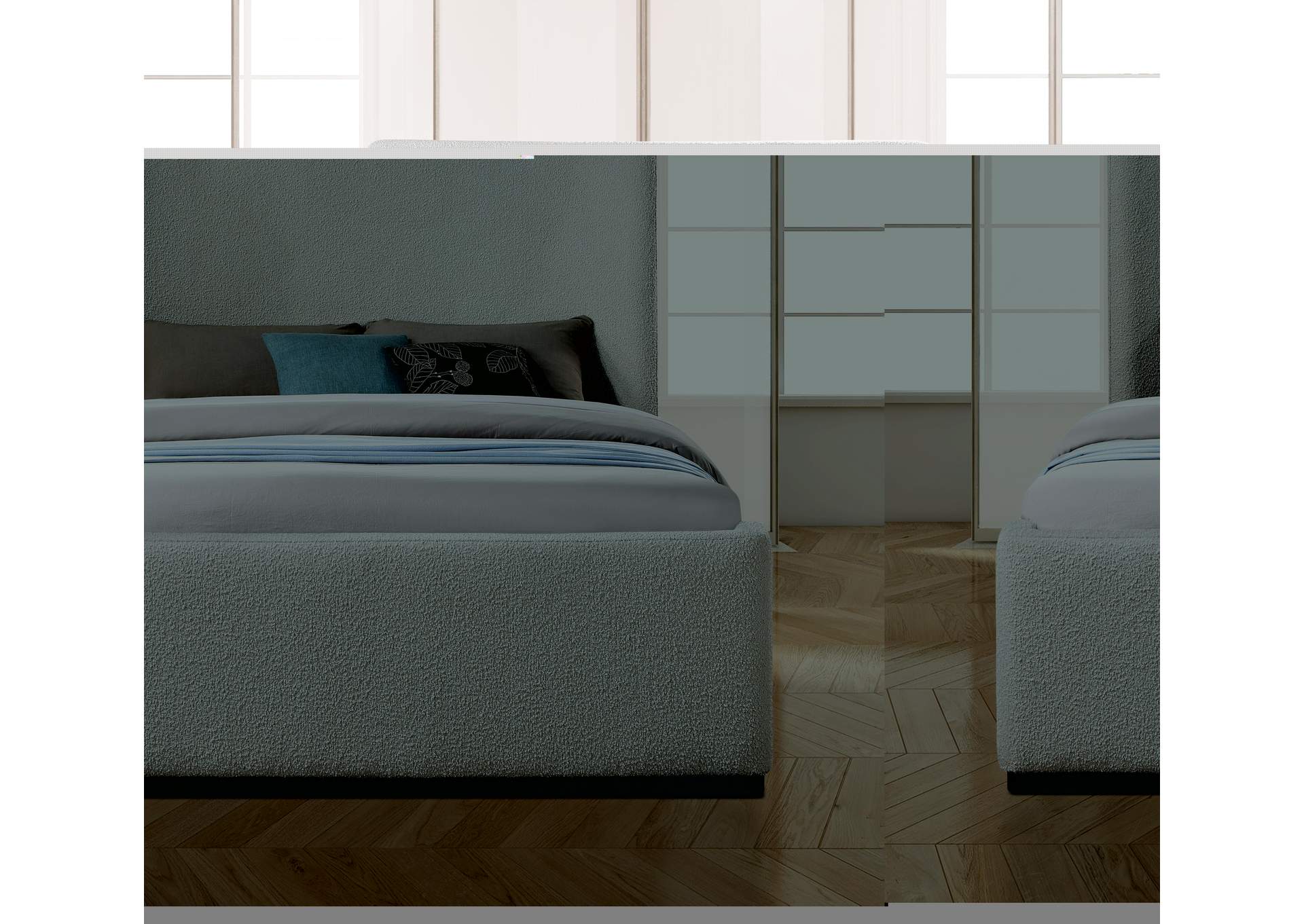 Oliver Cream Boucle Fabric Queen Bed (3 Boxes),Meridian Furniture