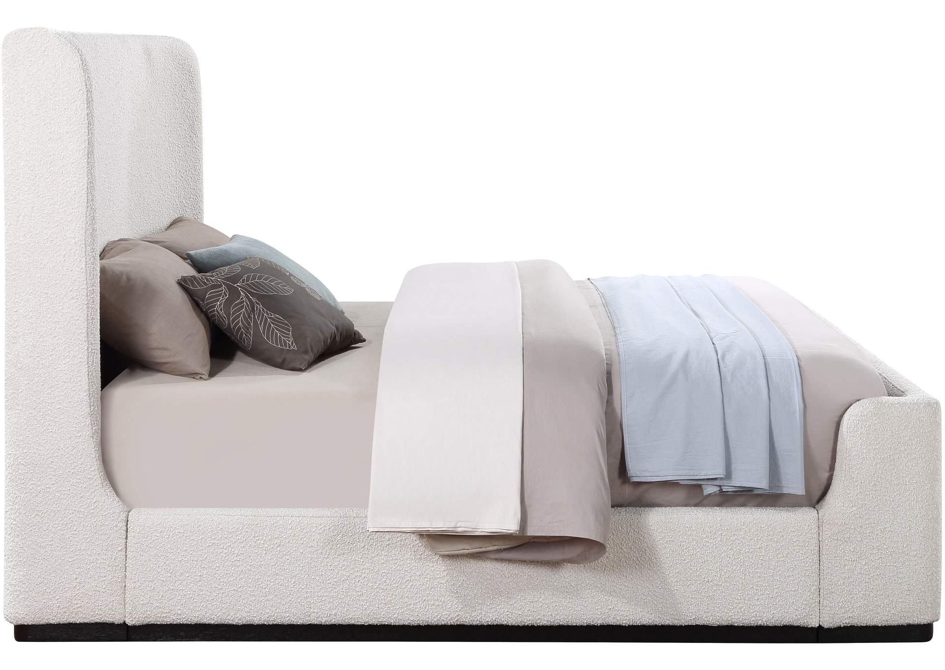 Oliver Cream Boucle Fabric Queen Bed (3 Boxes),Meridian Furniture