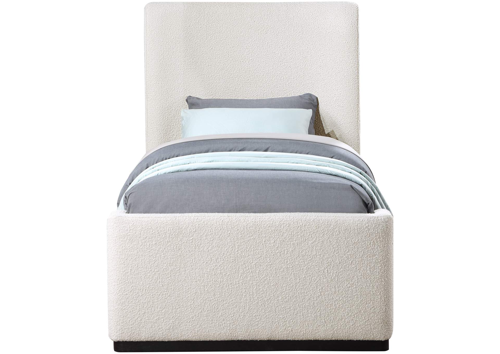 Oliver Cream Boucle Fabric Twin Bed (3 Boxes),Meridian Furniture