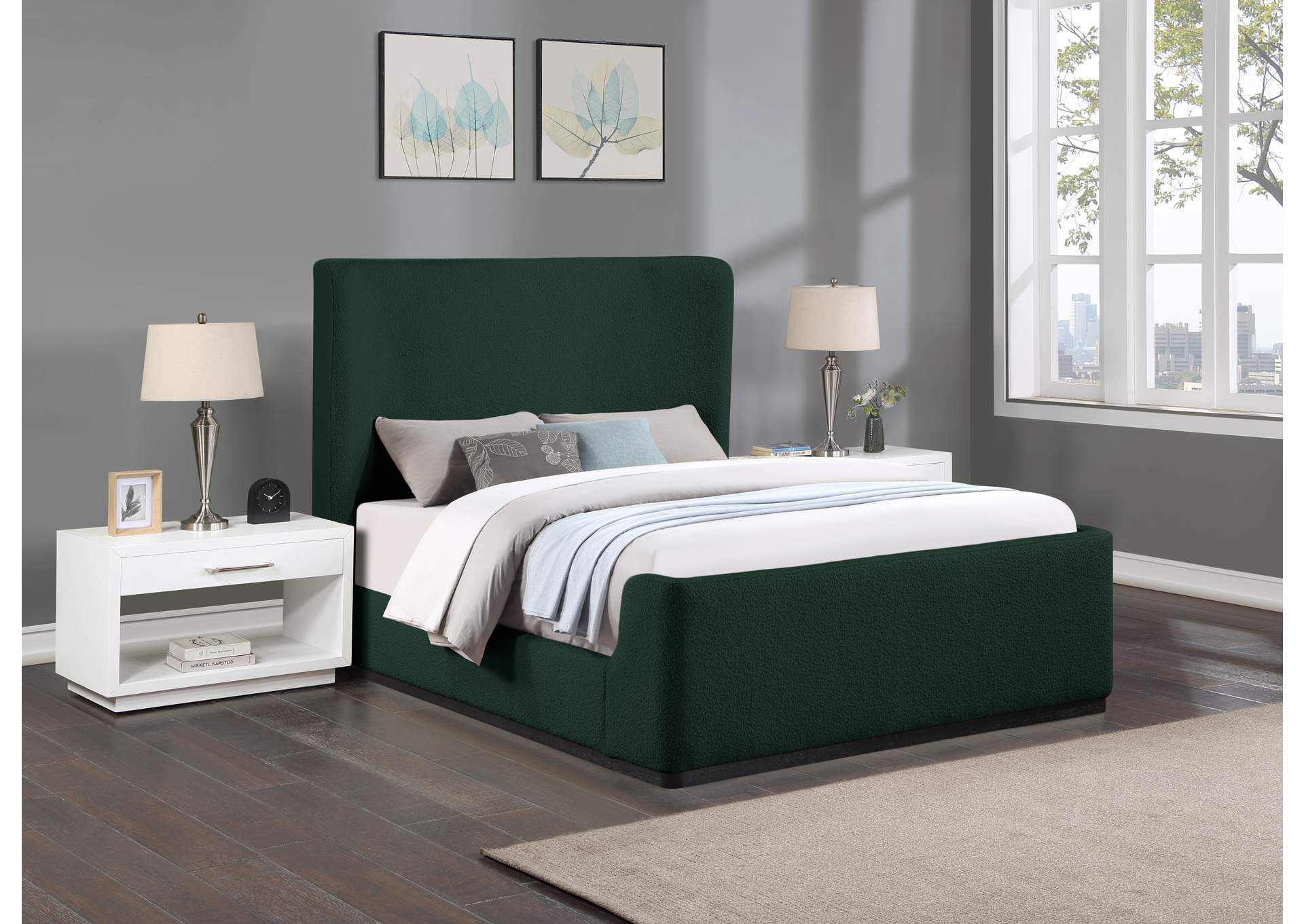 Oliver Green Boucle Fabric Full Bed (3 Boxes),Meridian Furniture