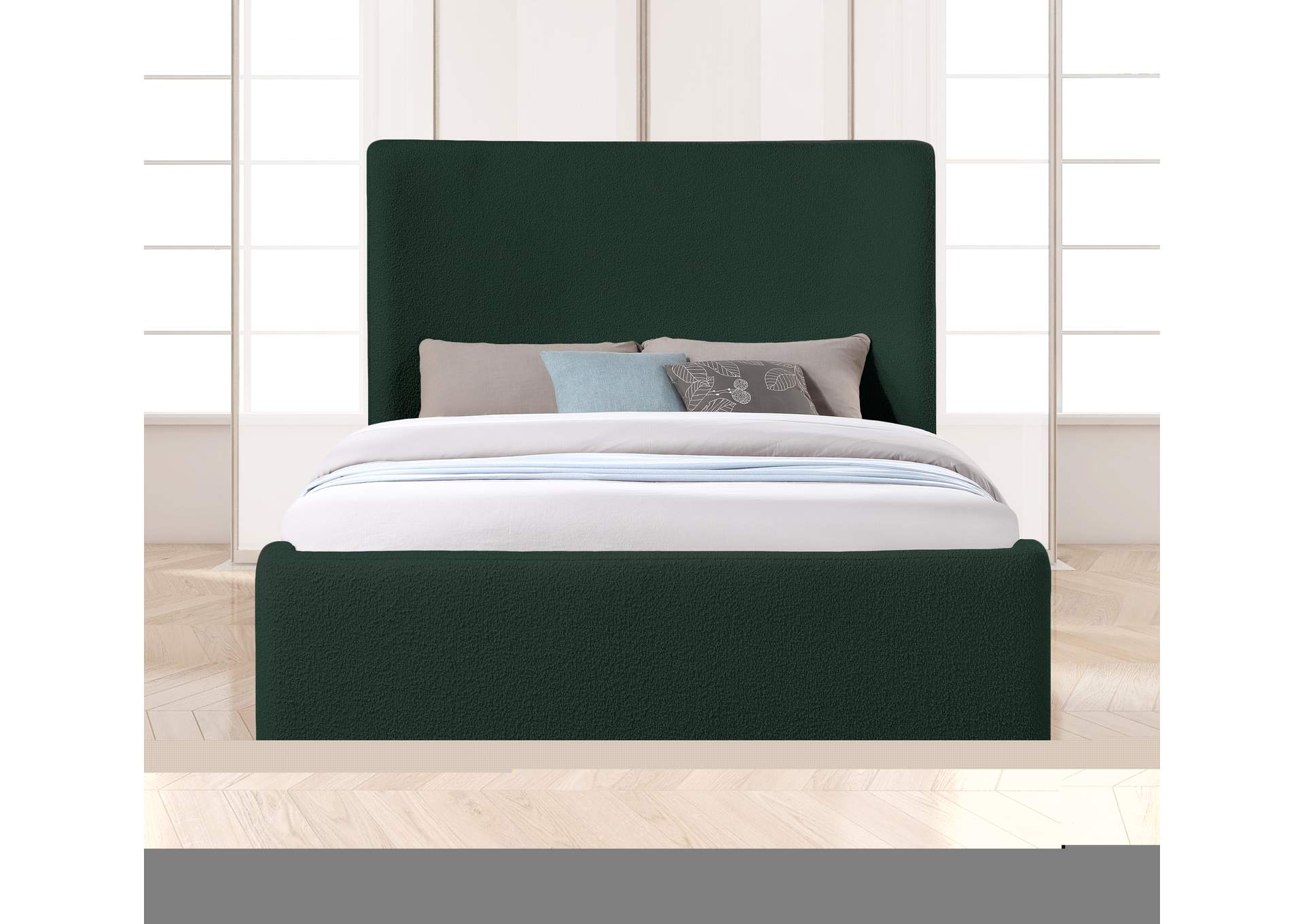 Oliver Green Boucle Fabric Queen Bed (3 Boxes),Meridian Furniture