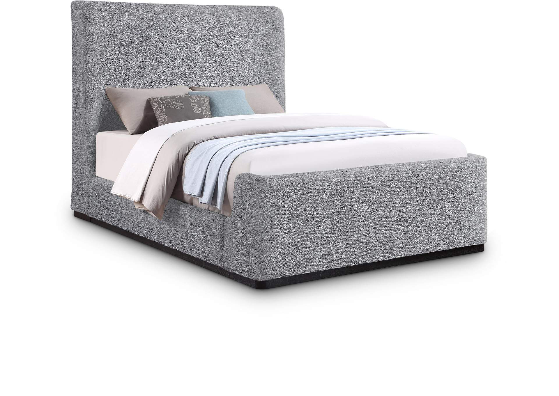 Oliver Grey Boucle Fabric King Bed (3 Boxes),Meridian Furniture