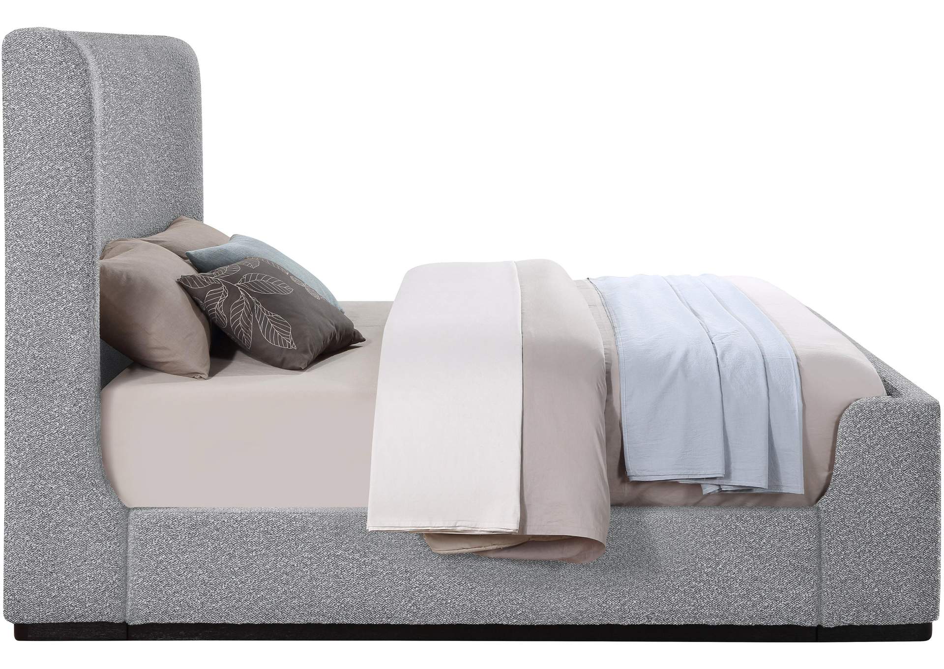 Oliver Grey Boucle Fabric Queen Bed (3 Boxes),Meridian Furniture