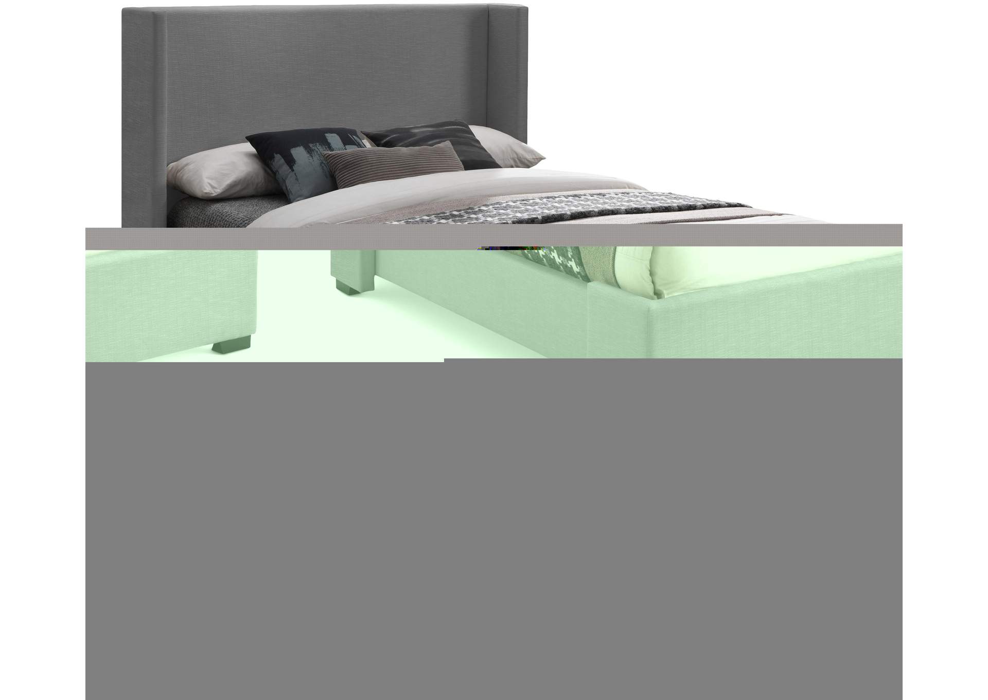 Oxford Grey Linen Textured Fabric King Bed (3 Boxes),Meridian Furniture