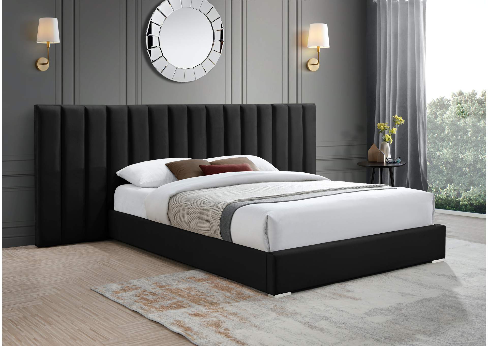 Pablo Black Velvet King Bed,Meridian Furniture