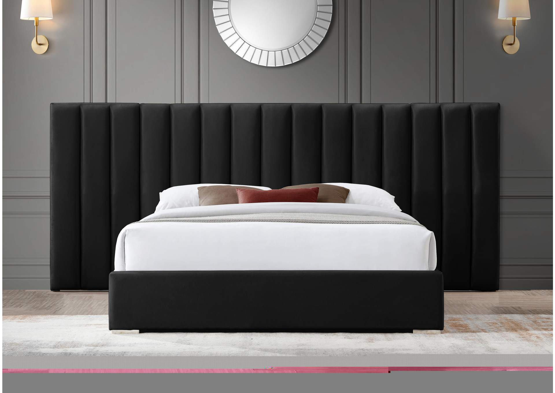 Pablo Black Velvet King Bed,Meridian Furniture