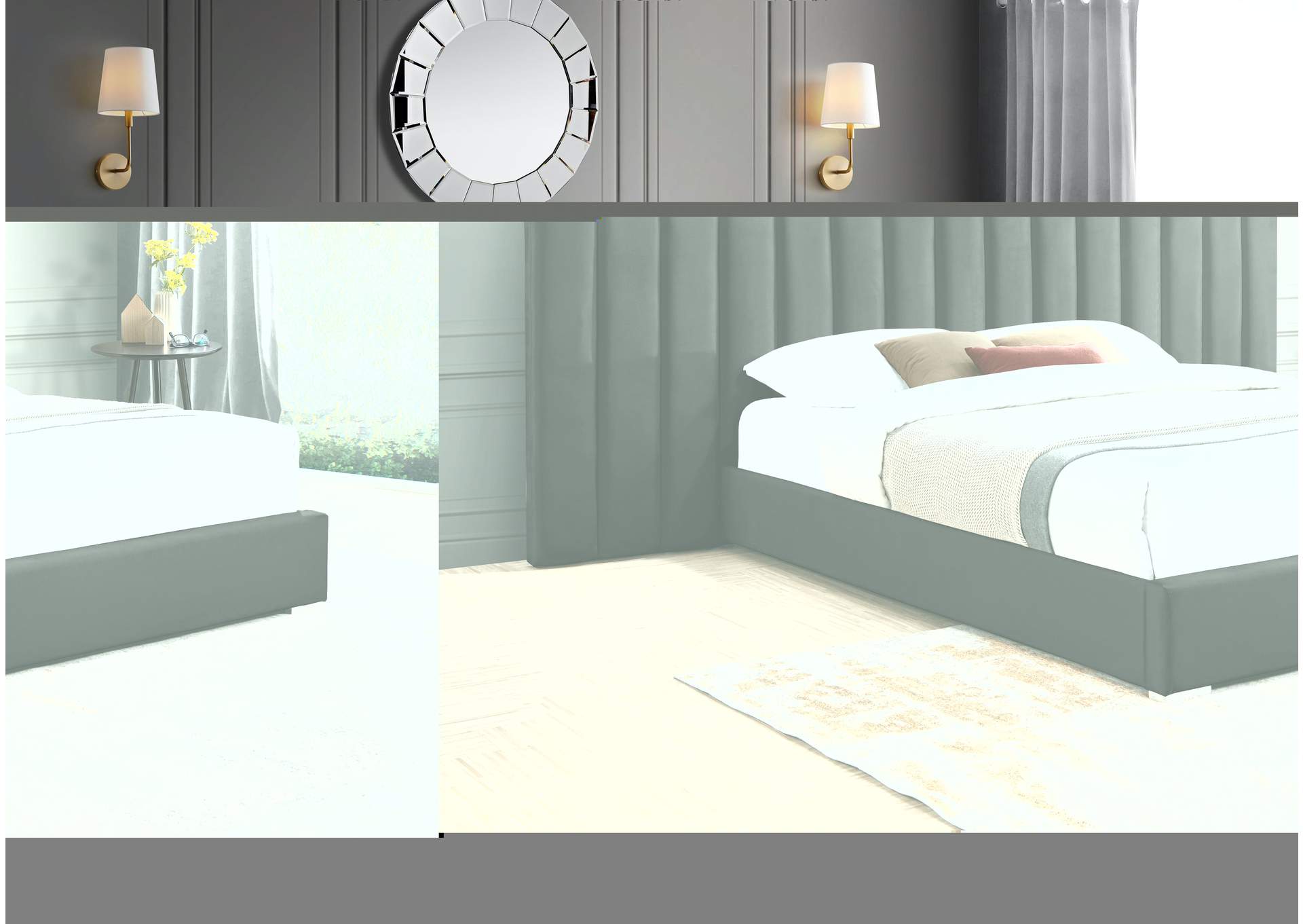 Pablo Black Velvet Queen Bed,Meridian Furniture